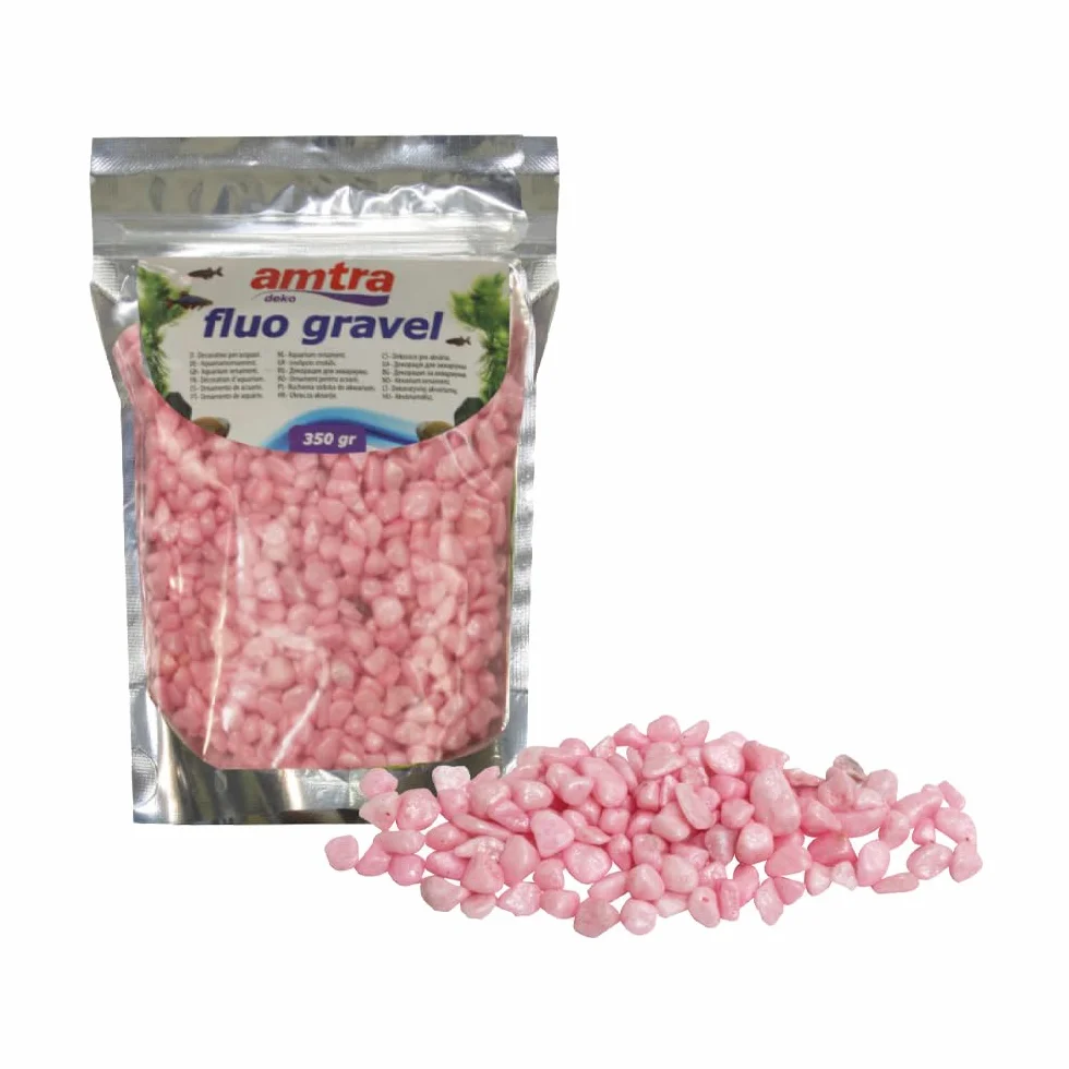 Amtra Fluo Gravel - Decorativo per acquario, ghiaia ceramizzata per fondale, per Acquario di acqua dolce e salata, privo di polveri, Rosa, 350 G