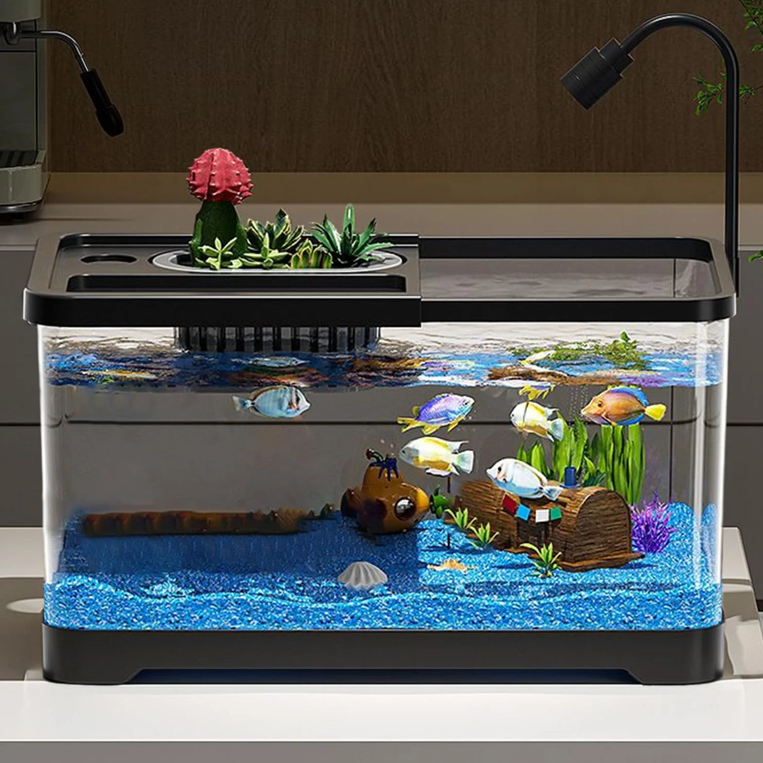 Acquario in vetro per principianti Aqua Cube Glass Fish Tank Starter Kit
