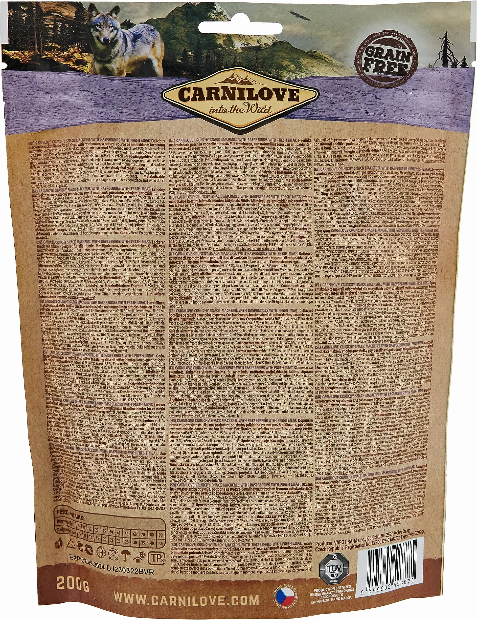 Carnilove Snack Semiumido 200 gr Sgombro e Lamponi
