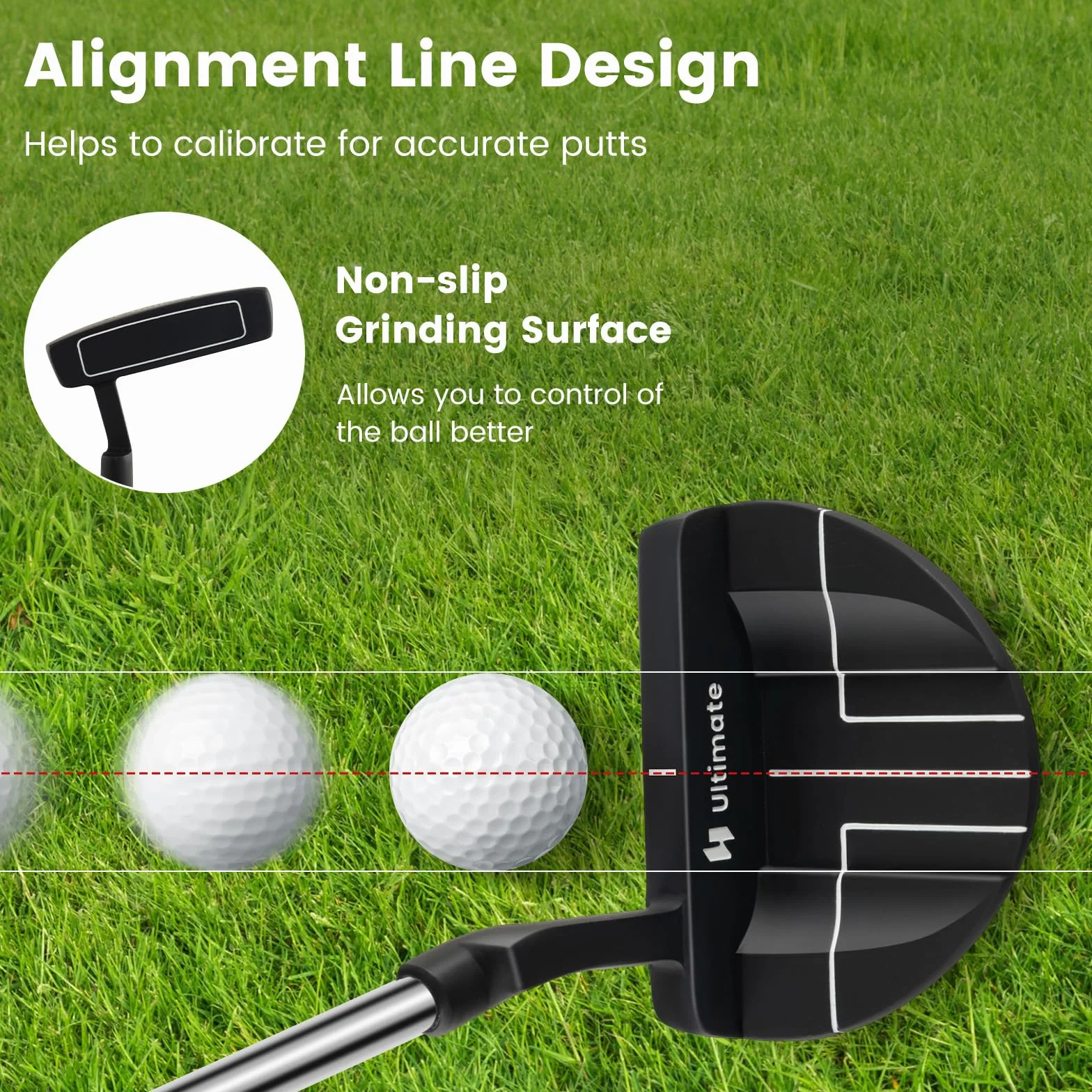 LIFEZEAL Putter da golf 89 cm, mazza da golf in metallo portatile per destrorsi, martello da putter con custodia, angolo di caduta 72°, angolo di inclinazione 3°, per bambini, adolescenti e adulti