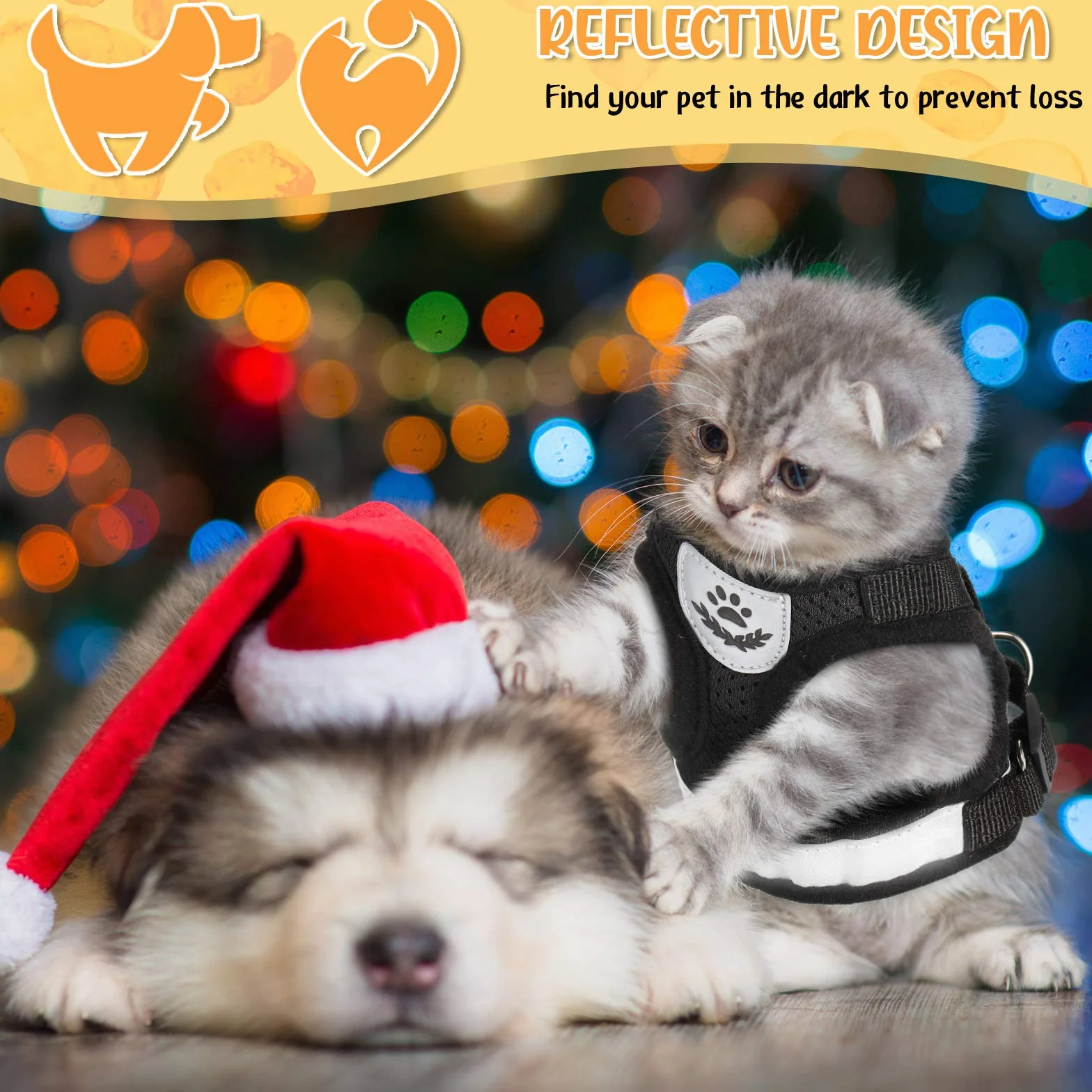 Set Pettorina e Guinzagli per Cuccioli/Gatti Imbracature per Gilet Regolabili in Maglia Morbida a Prova di Fuga Fascia Toracica in Rete Traspirante per Animale Passeggiate, XS (Nero)