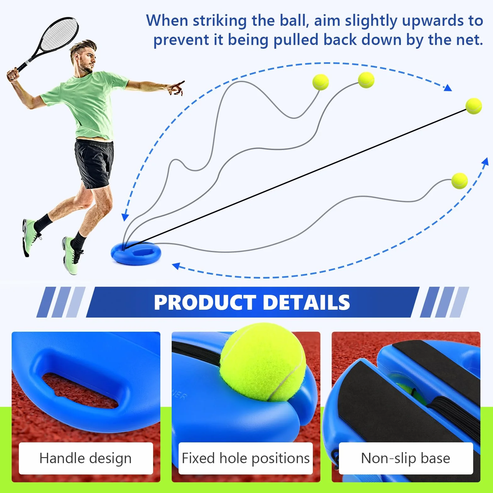 Allenatore di Tennis, Strumento di Allenamento con 2 Sfere di Rimbalzo per Esterni