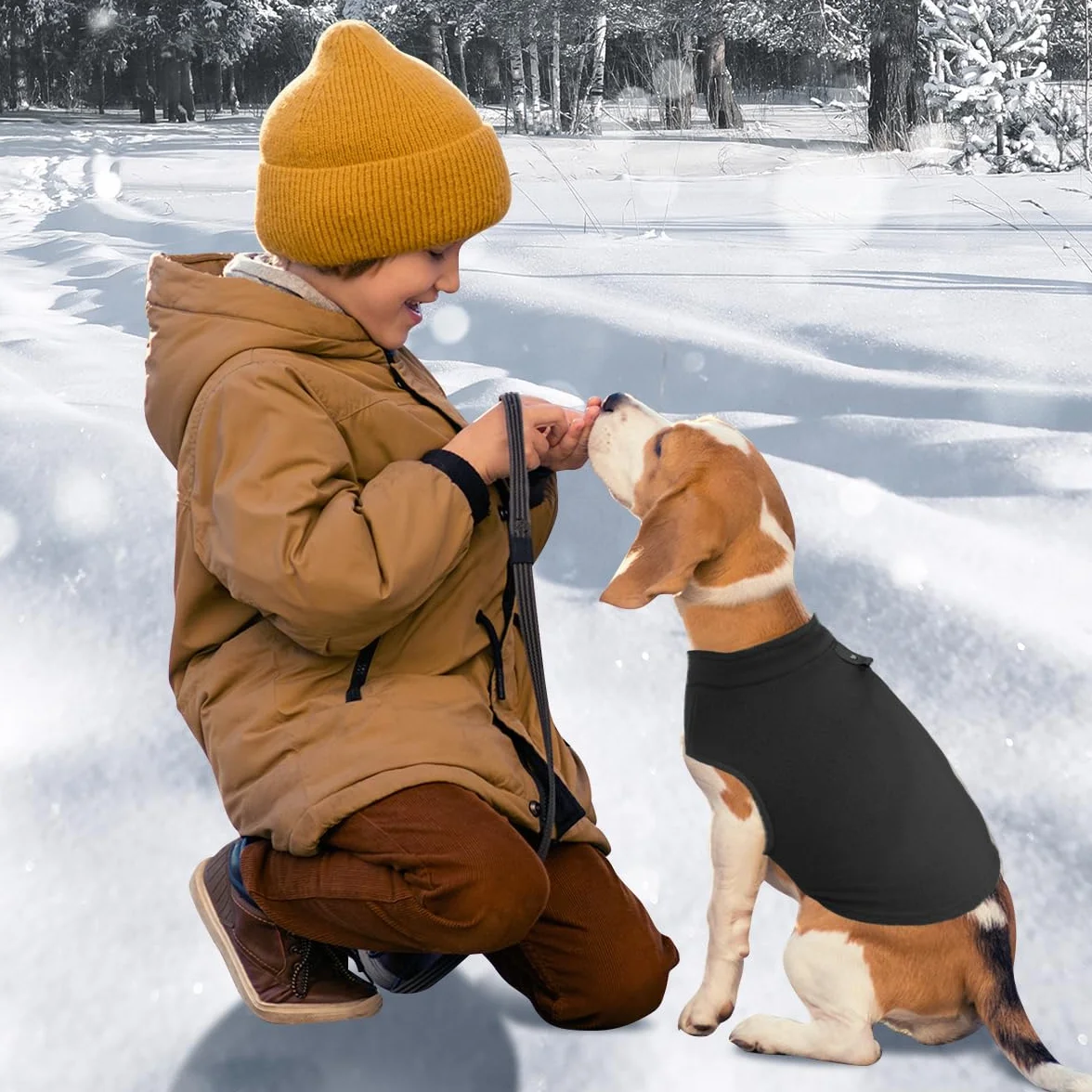Maglioncino e Cappottino per Cani Taglia Piccola - Vestito per Cane e Gatto con Anello a D Nero M