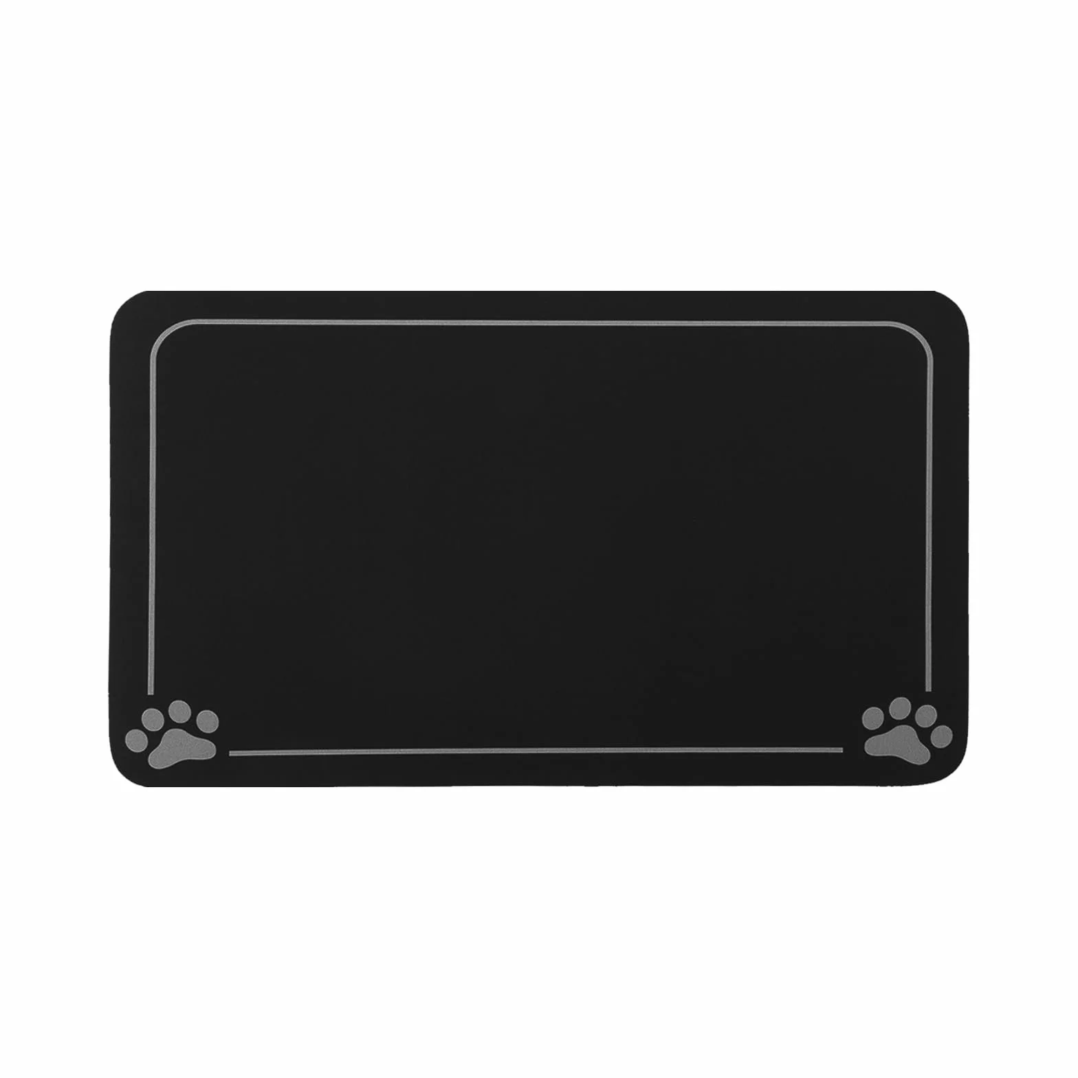 Tappetino per ciotola, tappetino per ciotola per cane e gatto, tappetino antiscivolo, assorbente, ad asciugatura rapida e facile da pulire (nero,40x60cm)