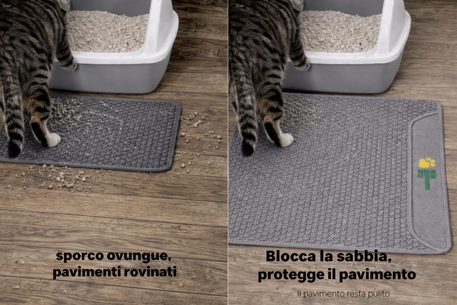 Tappetino Lettiera Gatto 75x55 cm XL | Tappeto per Lettiera Doppio Strato a Nido d'Ape | Tappetino Gatto Sabbia Impermeabile in Gomma EVA | Anti-Tracciamento, grigio