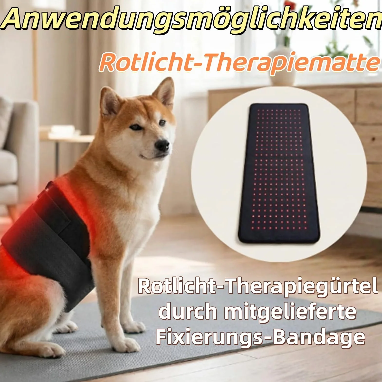 FellStern - Tappetino terapia a luce rossa per cani e gatti, 660 nm e 840 nm per terapia con luce rossa a infrarossi, supporto per dolori e articolazioni, terapia termica sicura, facile da