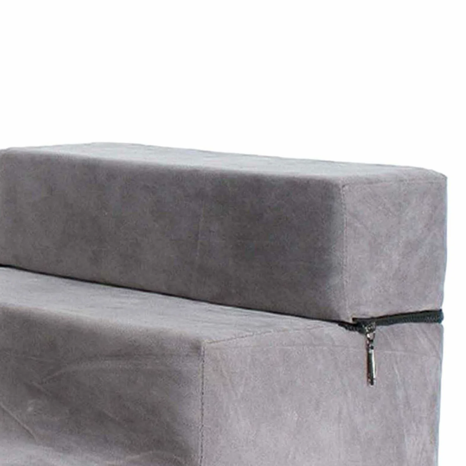 LOVIVER Morbido Cane Scale Scaletta Antiscivolo Rampa Giocattoli Spugna Lavabile Step 3 Rimovibile Cerniera Copertura per Vecchi Gatti Divano, Grigio Chiaro