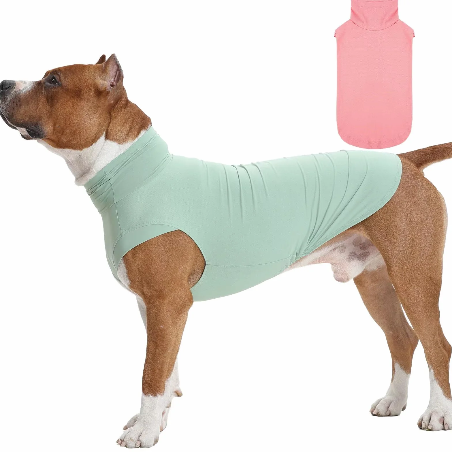 IECOii 2 camicie rinfrescanti per cani, senza maniche, morbide, per l'estate, traspirante, per animali domestici, tinta unita, per animali domestici di taglia XL, camicia per cani, verde e rosa, 5XL
