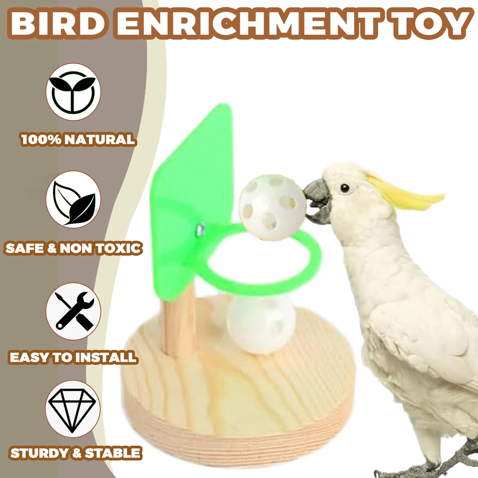 Giocattoli Pappagalli Set di 4 Giochi Addestramento Uccelli Pappagallino Ondulato Scooter Basket Anello Impilabile Riconoscimento Blocchi Legno Calopsitta