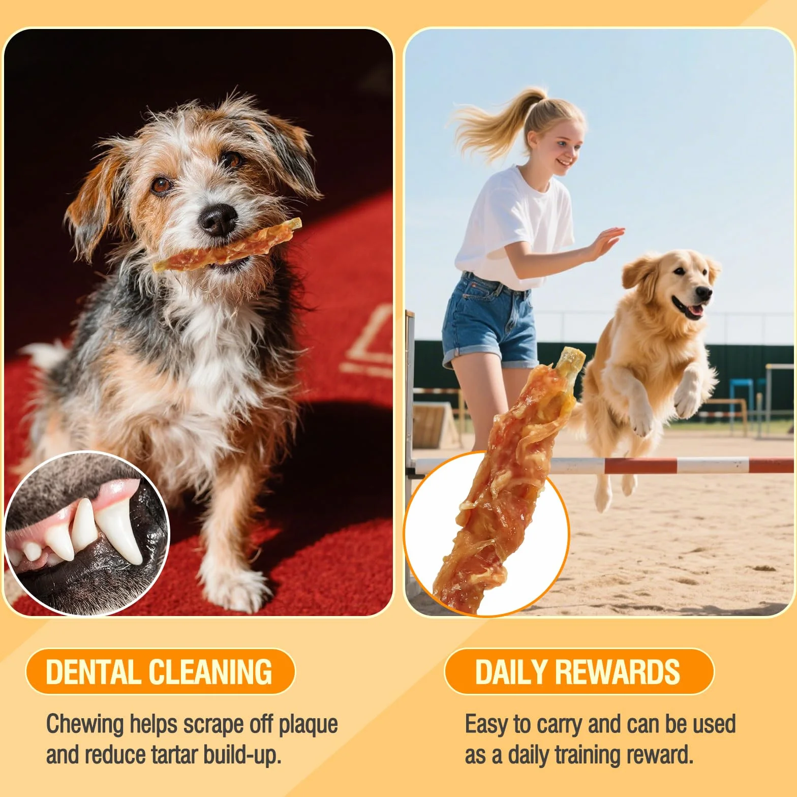 TZL 100g Snacks per Cani in Pelle Bovina Avvolta nel Pollo, Bastoncini Naturali per la Pulizia dei Denti e Masticativi di Lunga Durata per Cani di Piccola e Media Taglia, 4,7 pollici (12 cm) (100g)