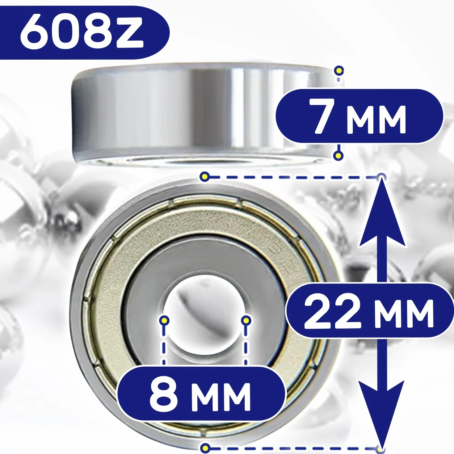Cuscinetto a Sfera 608 Z 8 x 22 x 7 mm MONTERAL