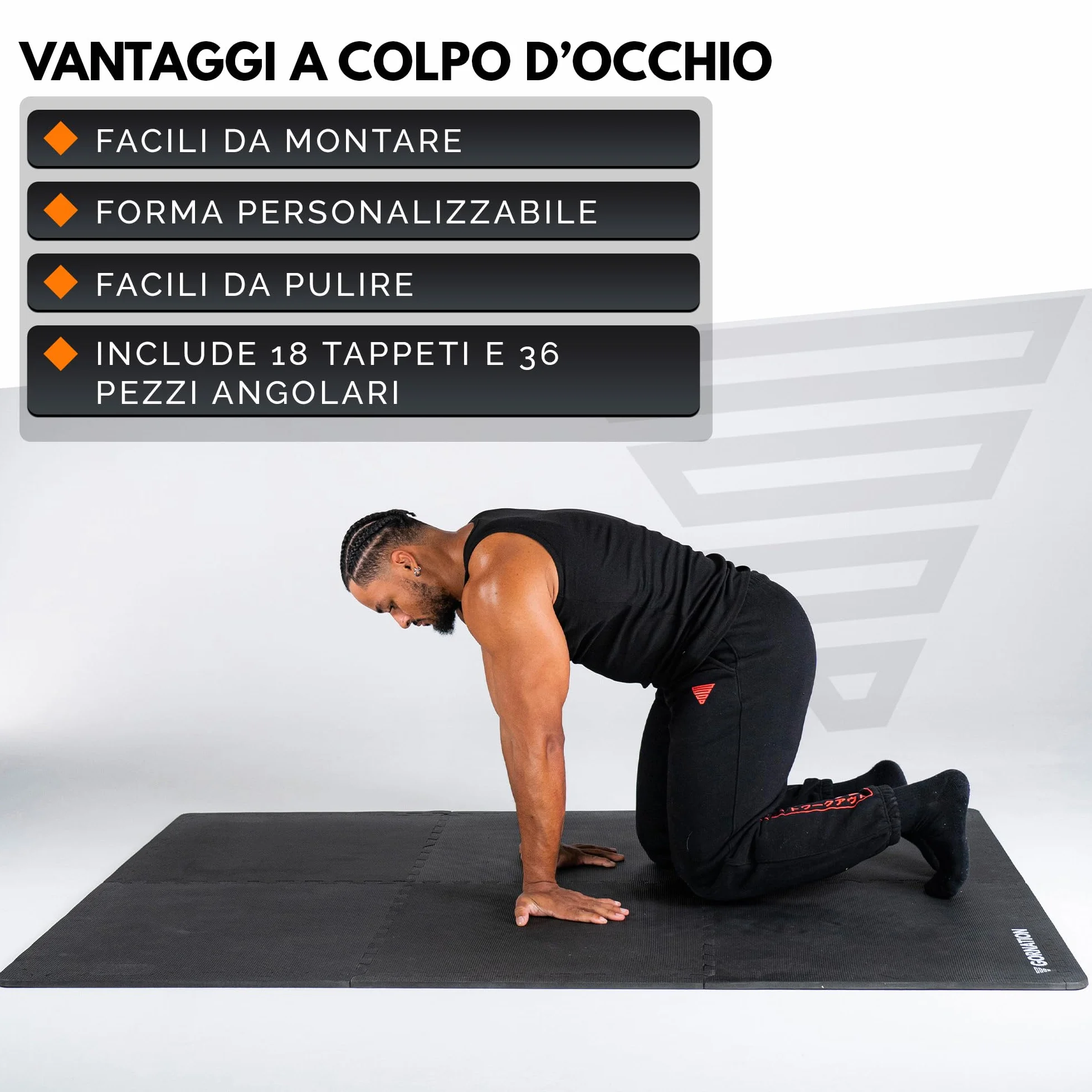 GORNATION Tappeto Palestra Antiscivolo, Tappetino per palestra in Gomma Antiscivolo, Tatami morbido per Palestra, Ideale per Home Gym, Protezione del Pavimento