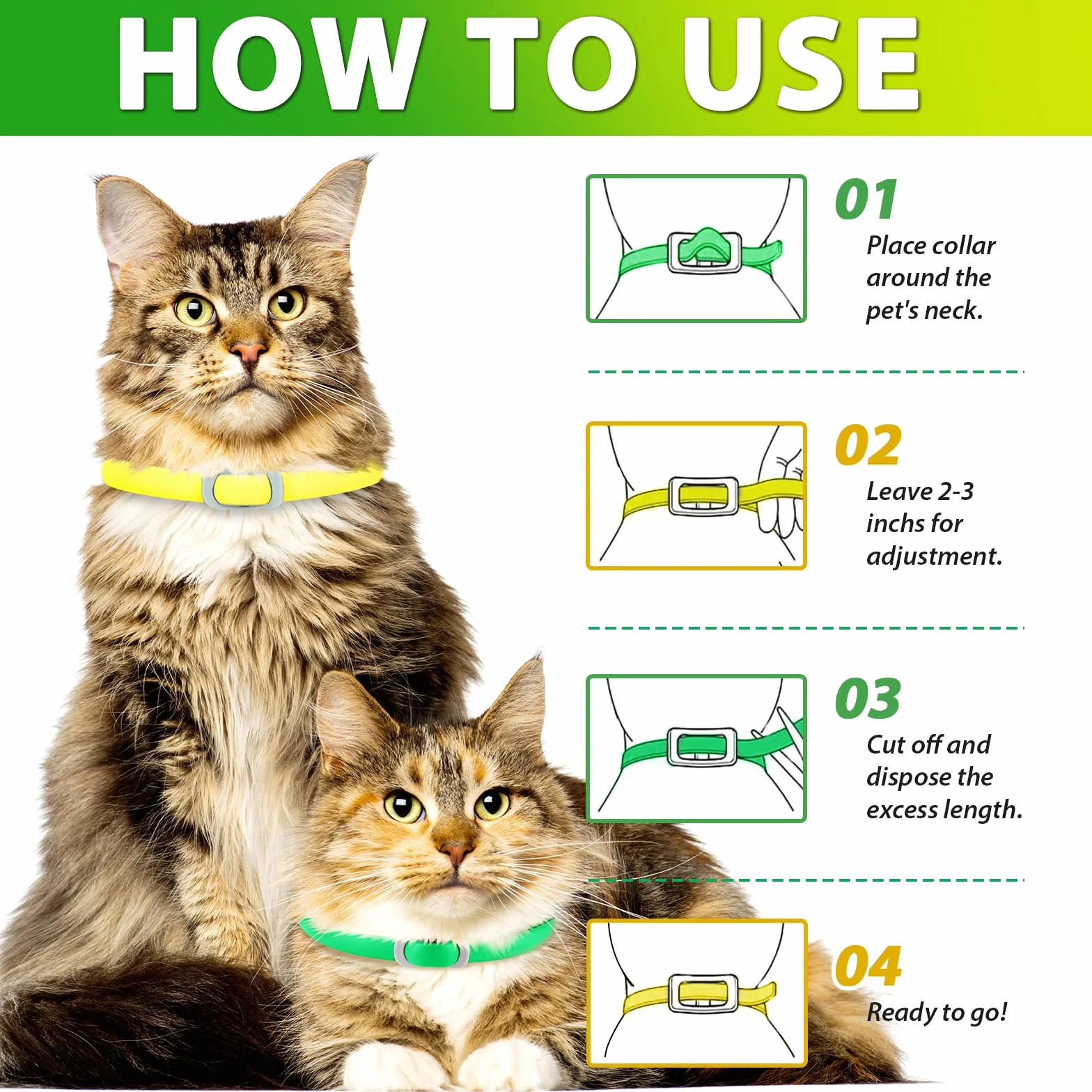 Collare Di Zecca Per Gatti, Collare Di 4Pack Per Gatti Con, Sicuro Ed Efficace Per Il Controllo Delle Pulci E Zecche, Design Impermeabile E Rimovibile, Protezione Di 24 Mesi Per Tutti I Gatti
