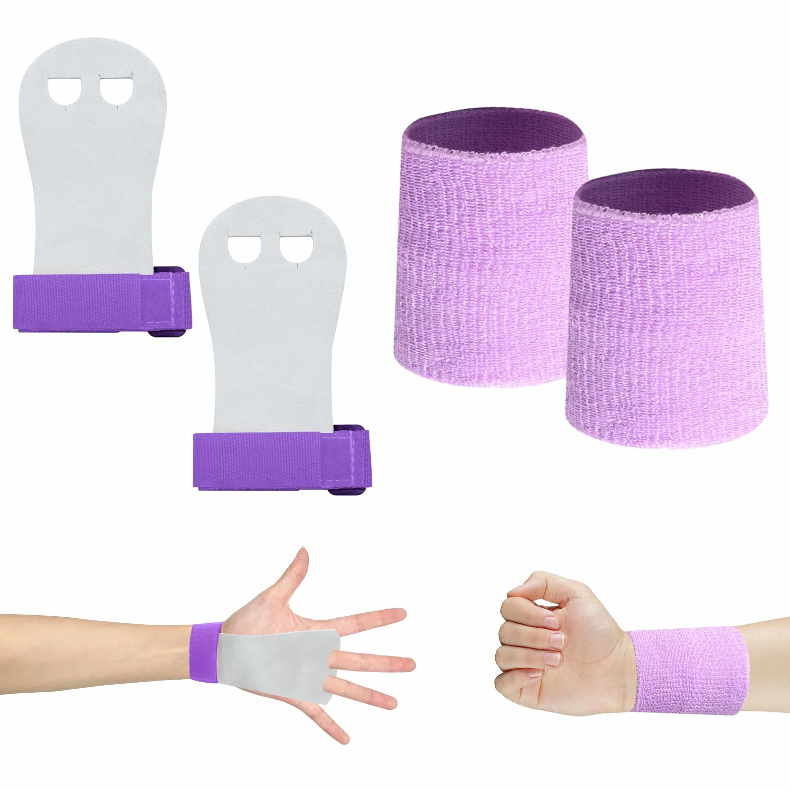 Scettar Set di Polsini da Ginnastica, 1 Paia Manopole Paracalli per Ginnastica Artistica Bambina, Falcon Grip Pad per Cross Training per Ragazzi e Ragazze, con 2 Polsini Palestra