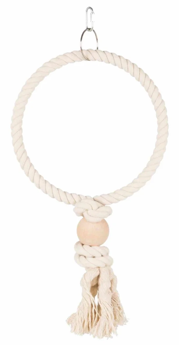 TRIXIE Rope Ring with Wooden Bead, Cotone, Naturale, 24 cm (Pack of 4)