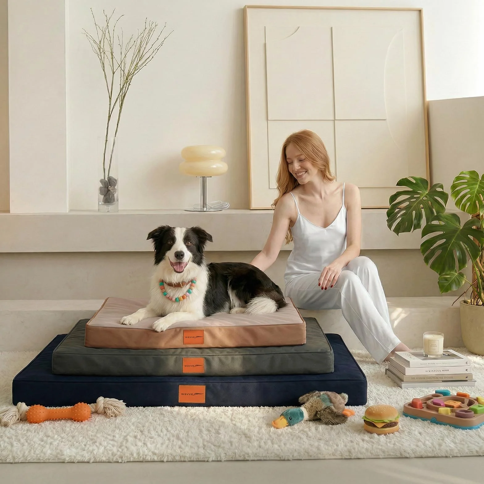 WAVVE Cuccia Cane Ortopedica 112x81x7.6 cm XL Letto Sfoderabile Lavabile Impermeabile Grigio