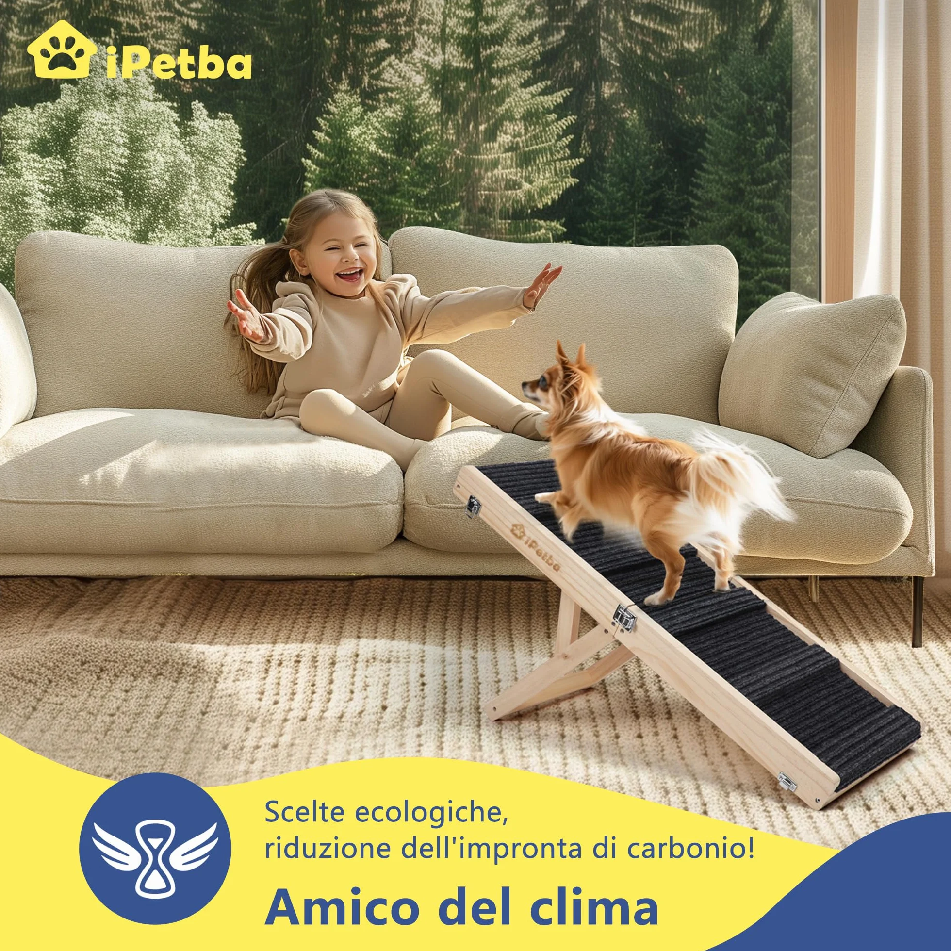 Rampa per Cane per Letto e Divano Antiscivolo Pieghevole Regolabile Portatile Fino a 16 kg