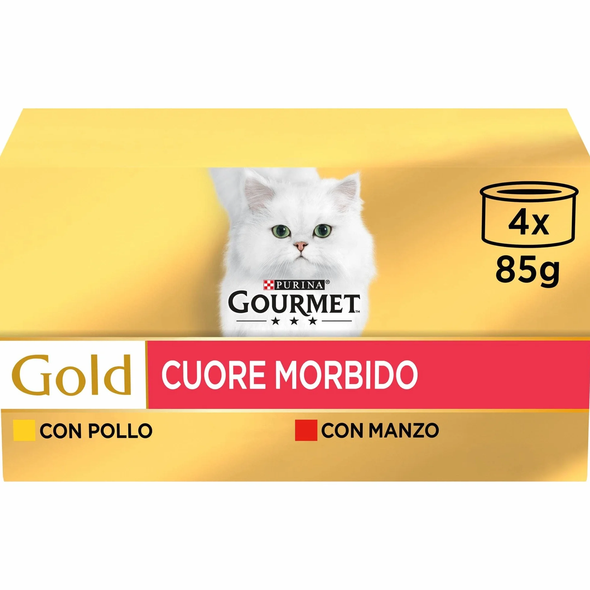 GOURMET Gold Cuore Morbido - Cibo Umido Gatto Adulto, Mousse con Manzo e Pollo. 48 lattine da 85 g