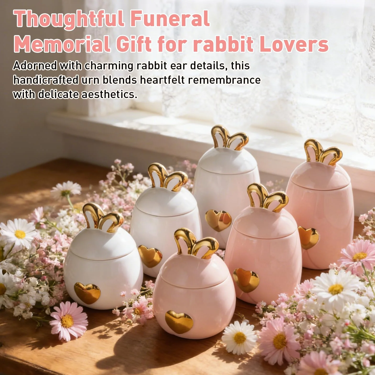 Ceramiczna urna dla zwierzaka w kształcie ucha królika 440 ml biała