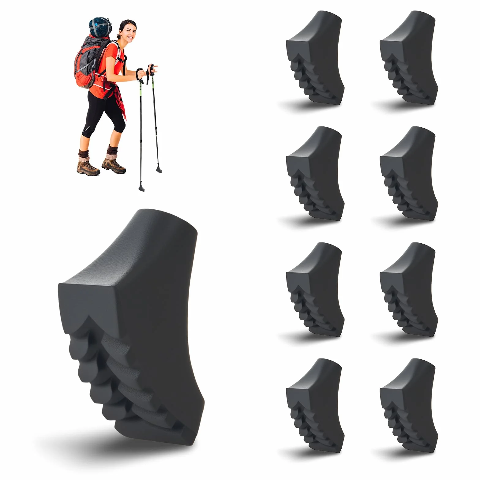 Gommini Bastoncini Trekking 8 Pezzi Gomma Universali Nordic Walking