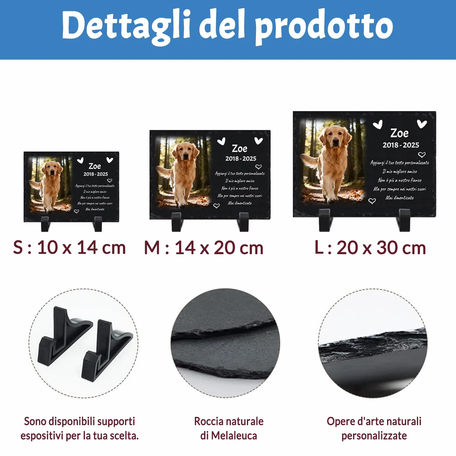 Targa Commemorativa in Ardesia per Cani, Cornice Fotografica Personalizzata, Regalo di Condoglianze