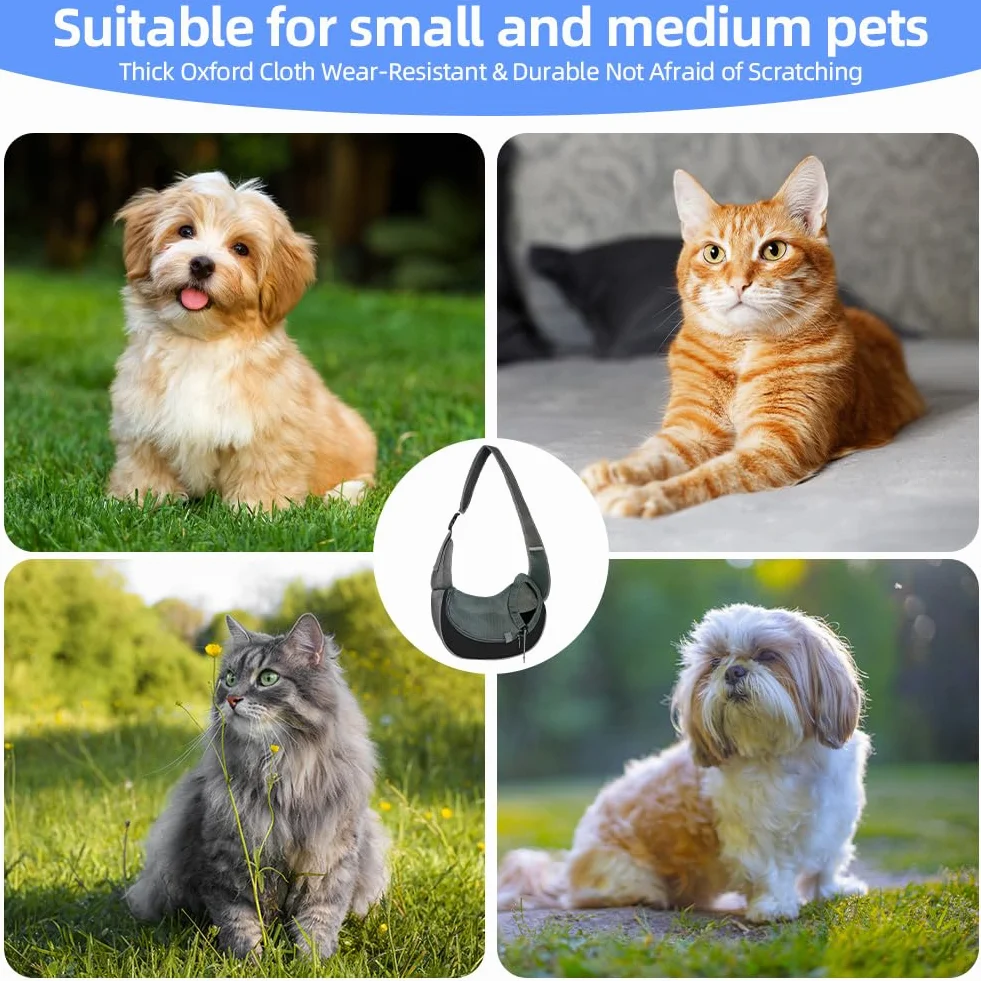 AUYAO Borsa da Viaggio per Cani, Regolabile Borsa da Trasporto per Cani Piccoli, Trasportino da Passeggio per Cane, con Tasche, Marsupio per Cane/Gatto Fino a 5 kg, per Passeggiata e all'Aria Aperta