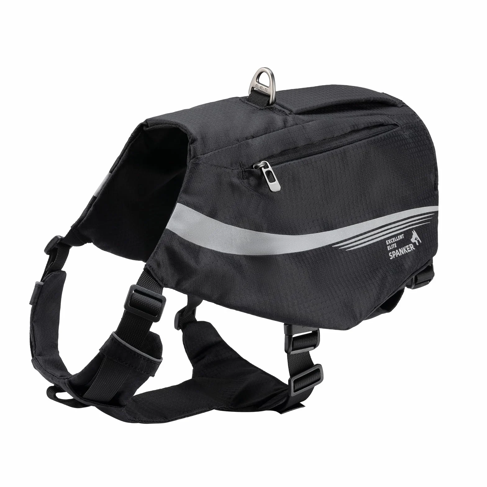 EXCELLENT ELITE SPANKER Zaino riflettente a forma di Y per cani con maniglie e tasche, senza anelli a D, leggero, attrezzatura da escursionismo per cani, caccia, viaggi.(BLK)