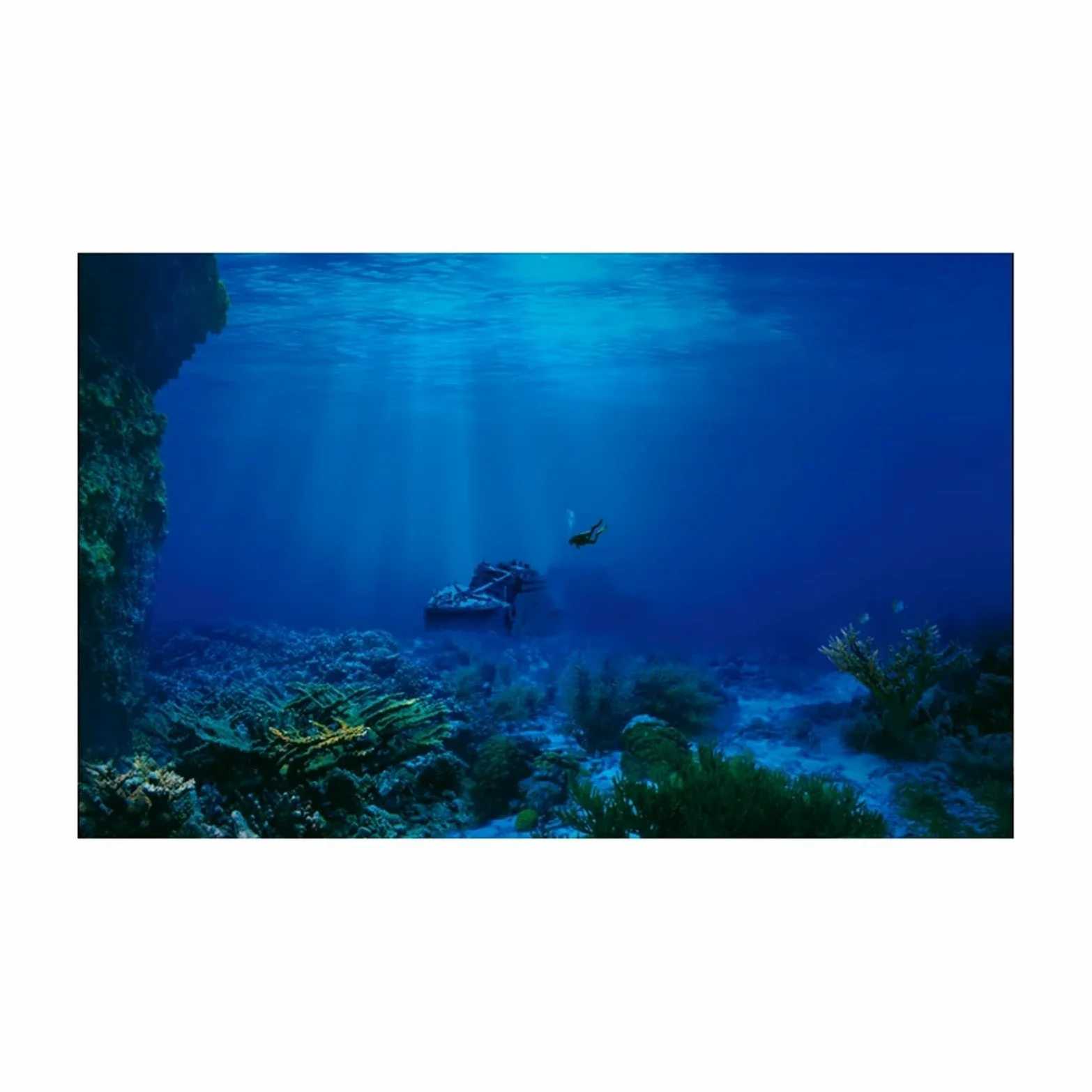 Poster di Sfondo Adesivo for Acquario con fondale Marino Blu Profondo(50x100cm)