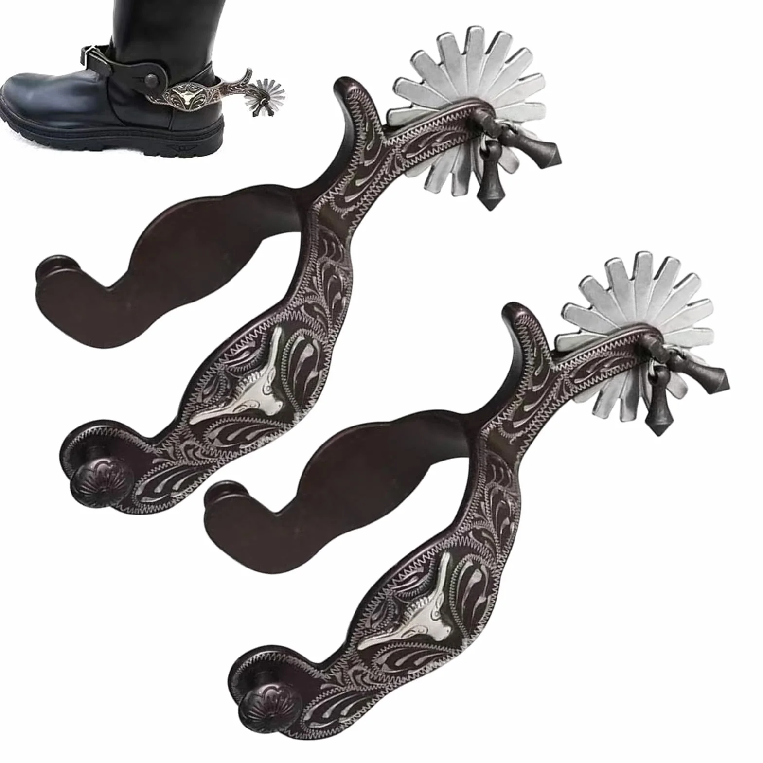 per stivali da cowboy - equestri in metallo, western classici per stivali | Speron robusti per equitazione, cavalieri, lavoro nel ranch, allenamento equestre, competizioni a
