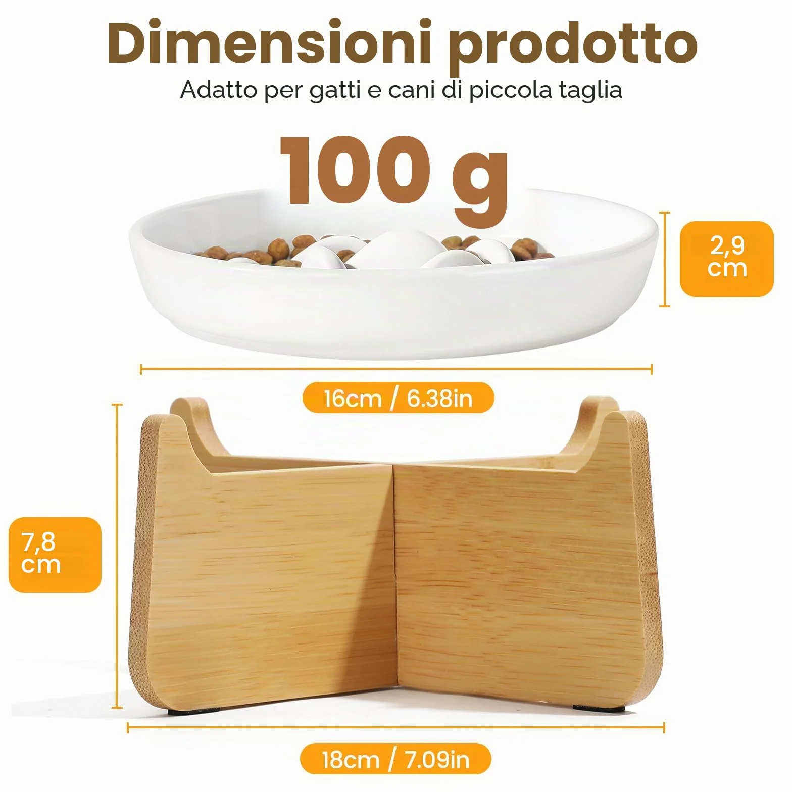 PETTOM Ciotola Anti Ingozzamento Gatto Rialzata, Ceramica Ciotola Gatto Anti Ingozzamento, Ciotole Alimentazione Lenta Gatti Cane Con Bordi Accentuati