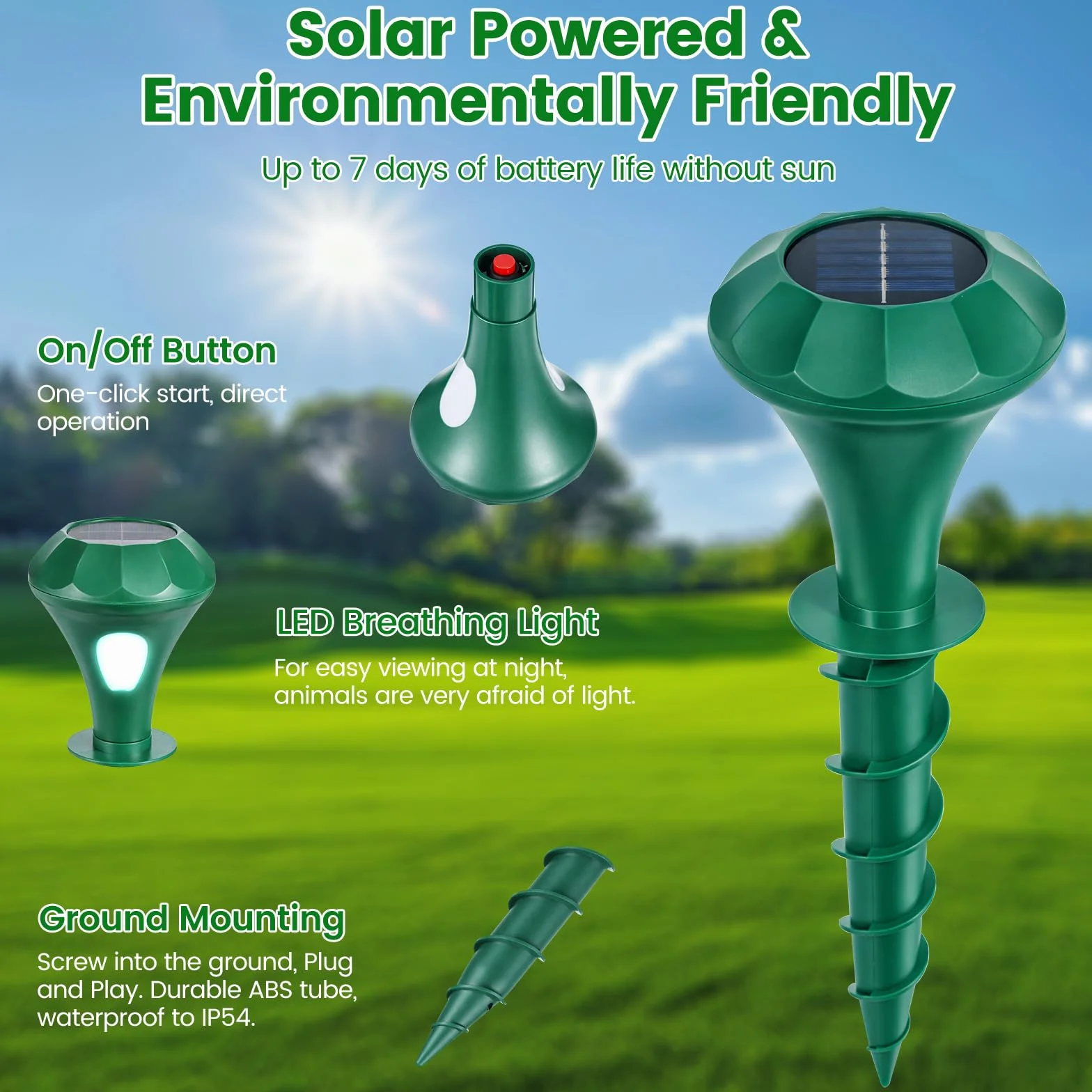 2 Pezzi Repellente Gatti Ultrasuoni Solare Dissuasore Animale Professionale con Luce LED, Repellente per Gatti per Giardino Cortile Orto Fattoria Protezione da Piccioni Uccelli Cani Topi Volpi