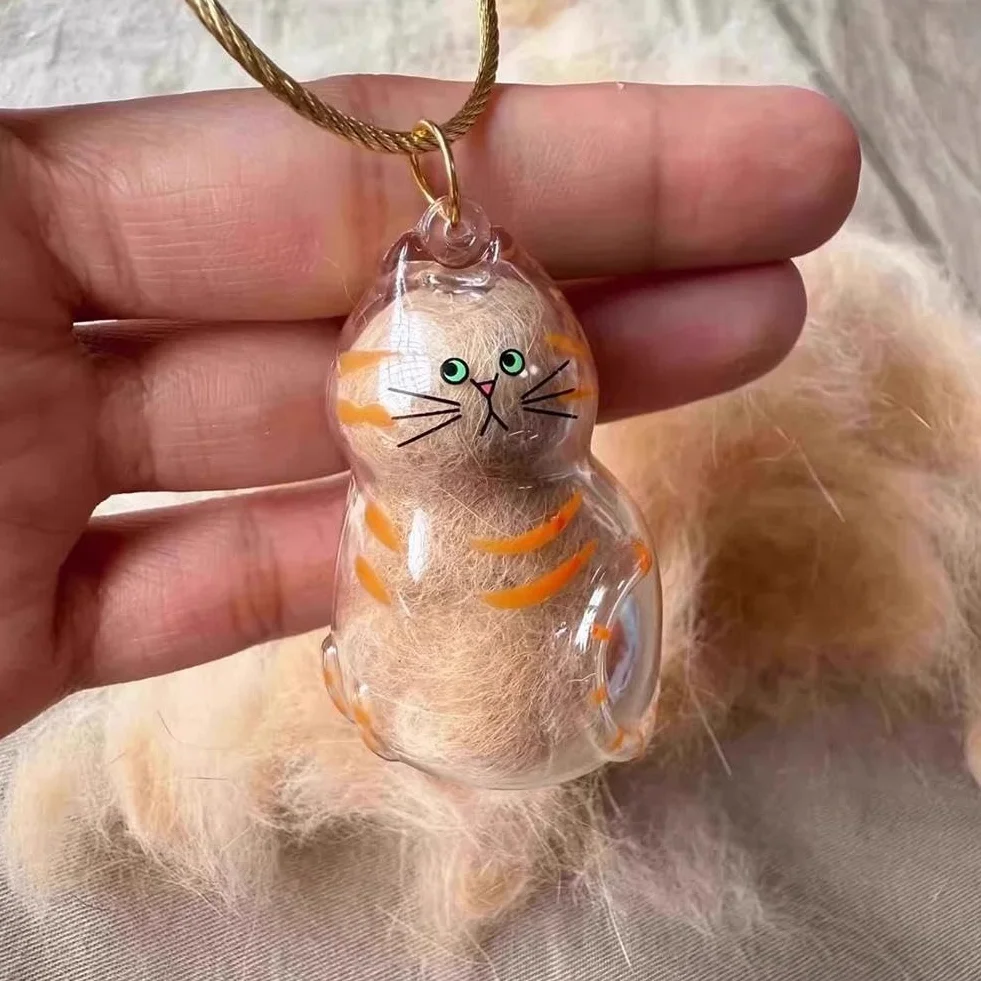 Portachiavi trasparente per peli di animali domestici, bottiglia per capelli di gatto e cane, regalo commemorativo