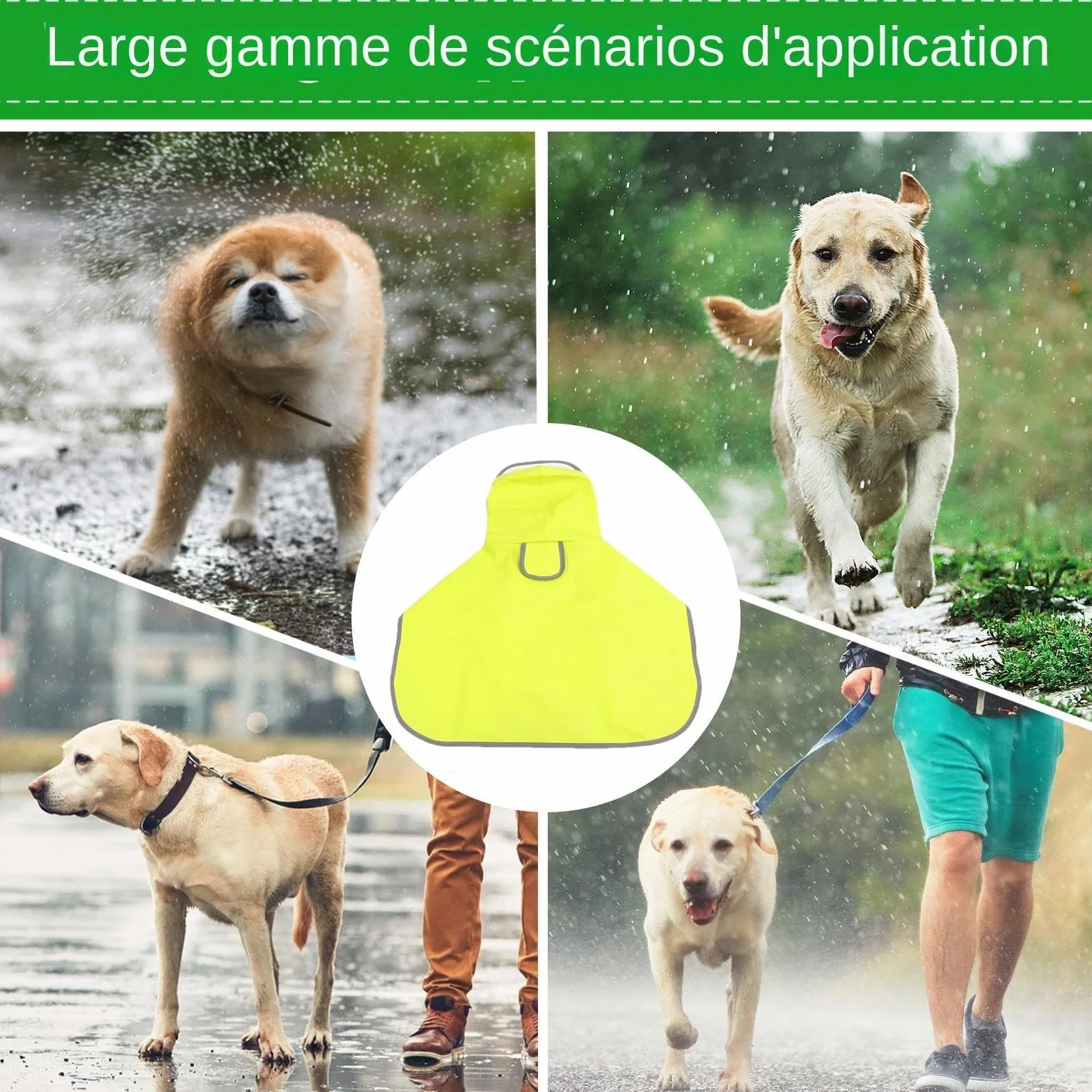 Impermeabile per Animali Domestici Impermeabile per Animali Domestici Impermeabile per Cucciolo | Abbigliamento Riflettente per Animali Domestici con Fori di Corda, Impermeabile per Cucciolo