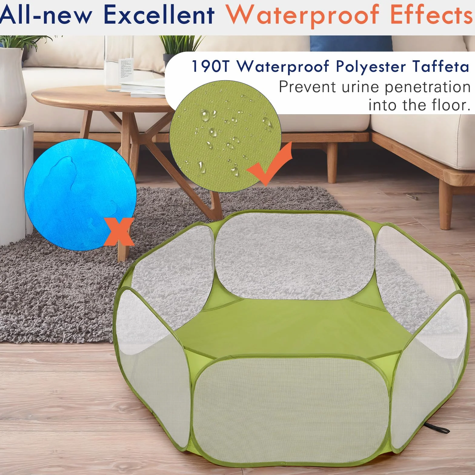 Pawaboo Box per Piccoli Animali, Tenda Impermeabile per Gabbia per Piccoli Animali Domestici con Struttura in Filo D'acciaio, Recinto per Cortile All'aperto per Pulcini/Gattini/Cuccioli, Avocado Verde