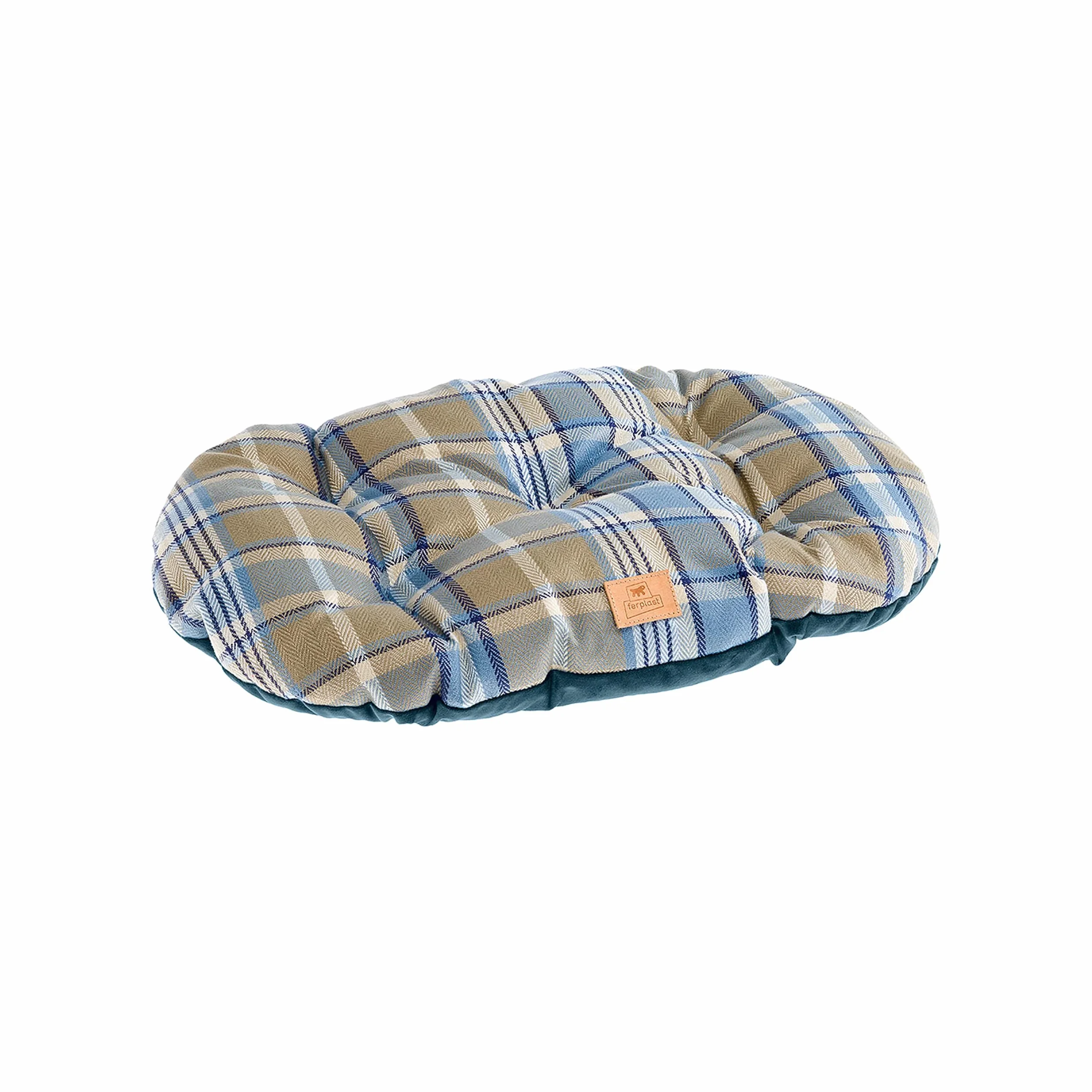 Ferplast Cuscino imbottito per cani e gatti SCOTT 45/2, Double-face, Scozzese, Soffice velluto, Lavabile, Blu