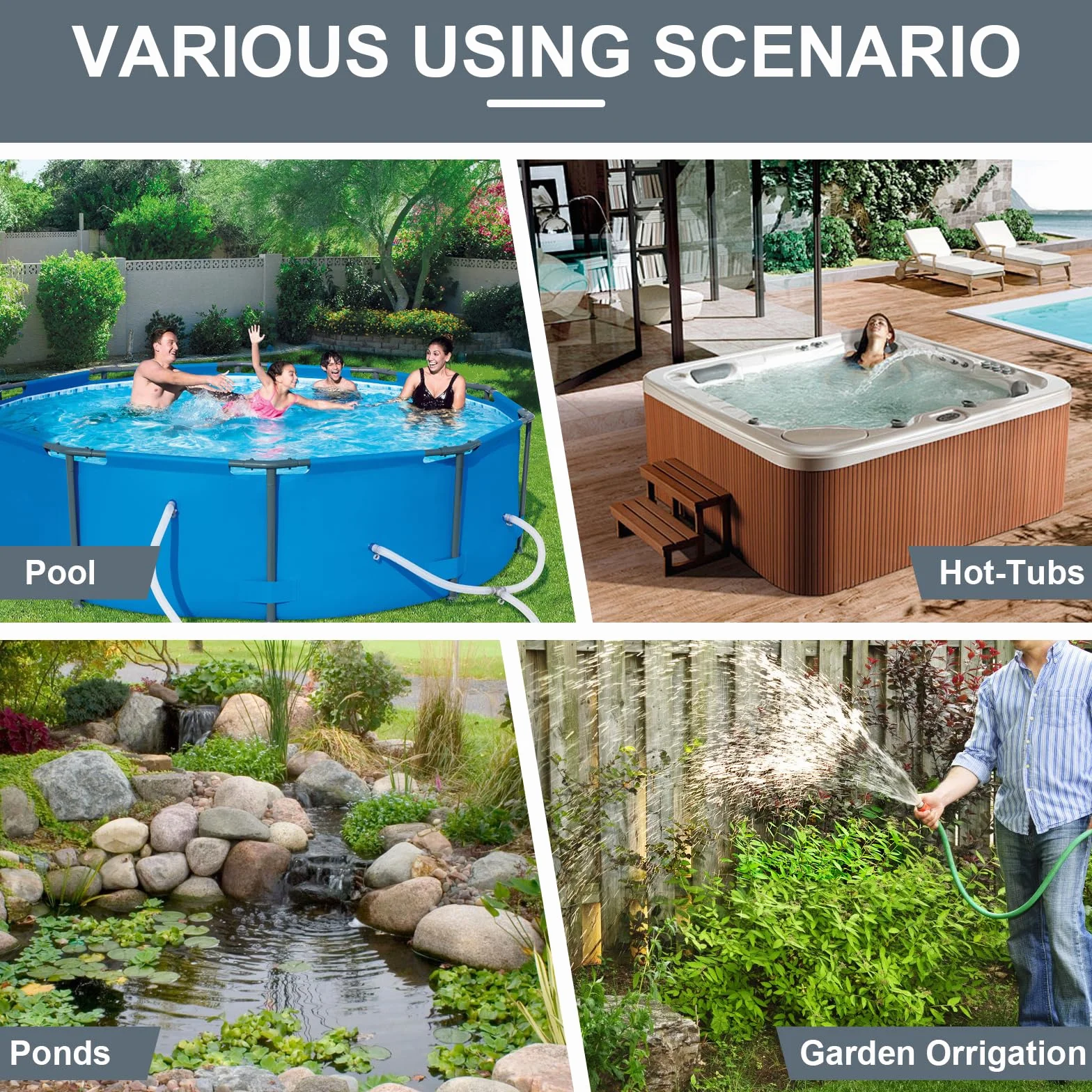EFUTURETIME Pompa per Acquario 25W 800l/H Pompa Acqua Sommergibile Silenziosa con 1m Tubo Flessibile 3 Ugelli, Pompa per Laghetto Fontana da Interno per Giardini Piscina Idroponica Acquari