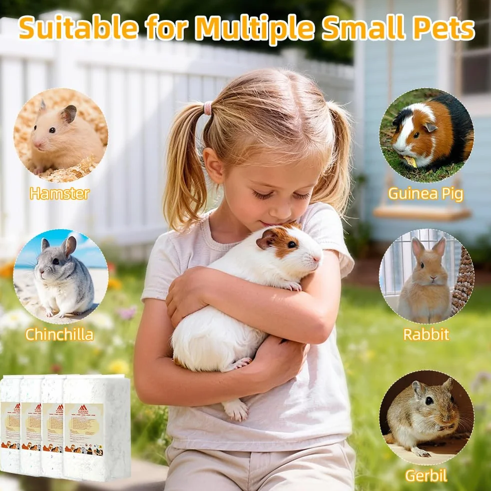 flintronic Lettiera per Piccoli Animali, 15L Biancheria da Letto per Animali Domestici, 99% Priva di Polvere e Antiodore, per Criceto, Coniglio Nano, gerbilli, Roditori(440g)