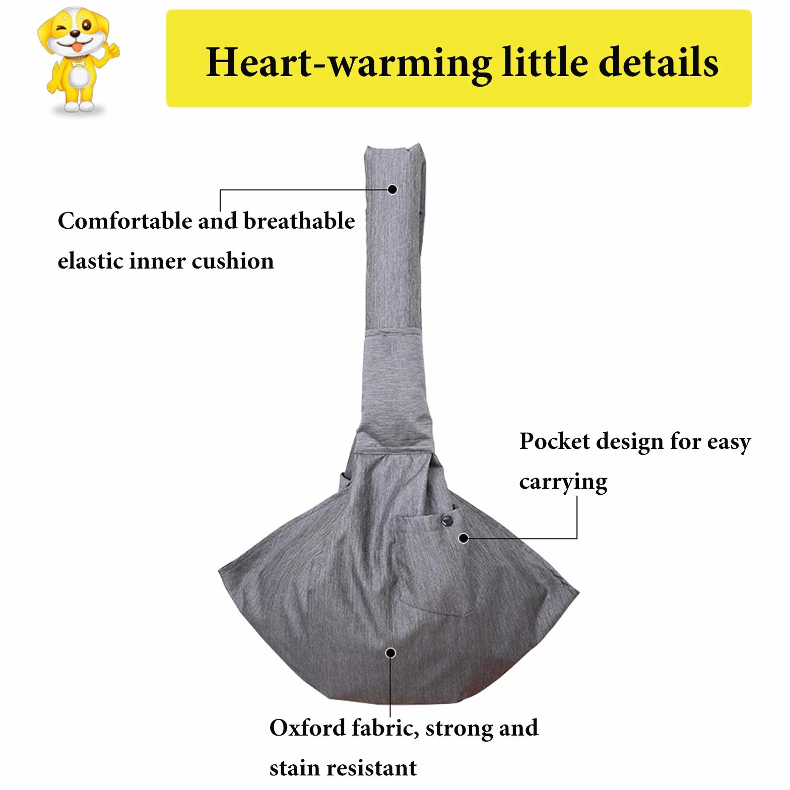 Trasportino per Cani e Gatti,Borsa a Tracolla per Animali Domestici Borsa a Tracolla Regolabile Imbottita con Tasca Frontale per Cani per Tote Metro all'aperto (Gray)