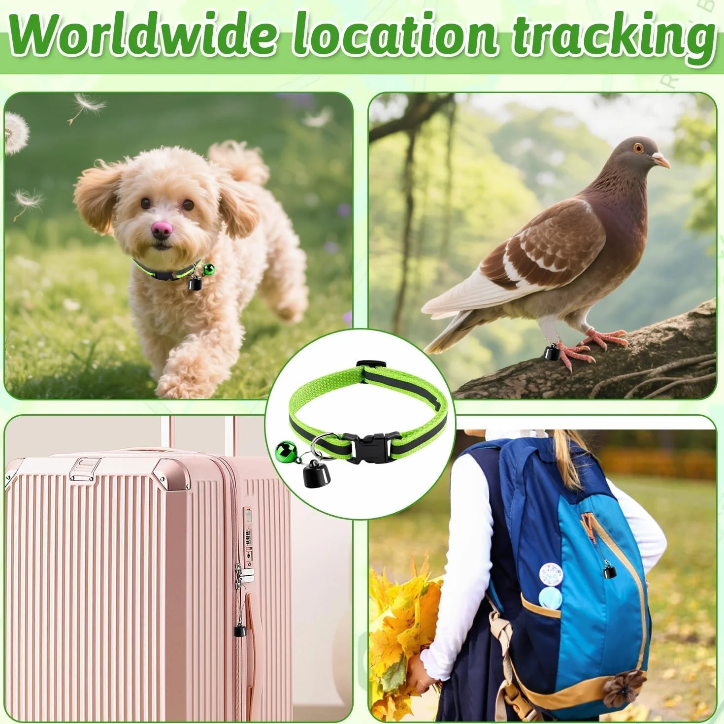 Collare GPS per Gatto Senza Abbonamento, Localizzatore GPS per Gatti con Tracciamento in Tempo Reale, Compatibile iOS/Android, Impermeabile, Batteria a Lunga Durata per Gatti e Gattini (Verde)