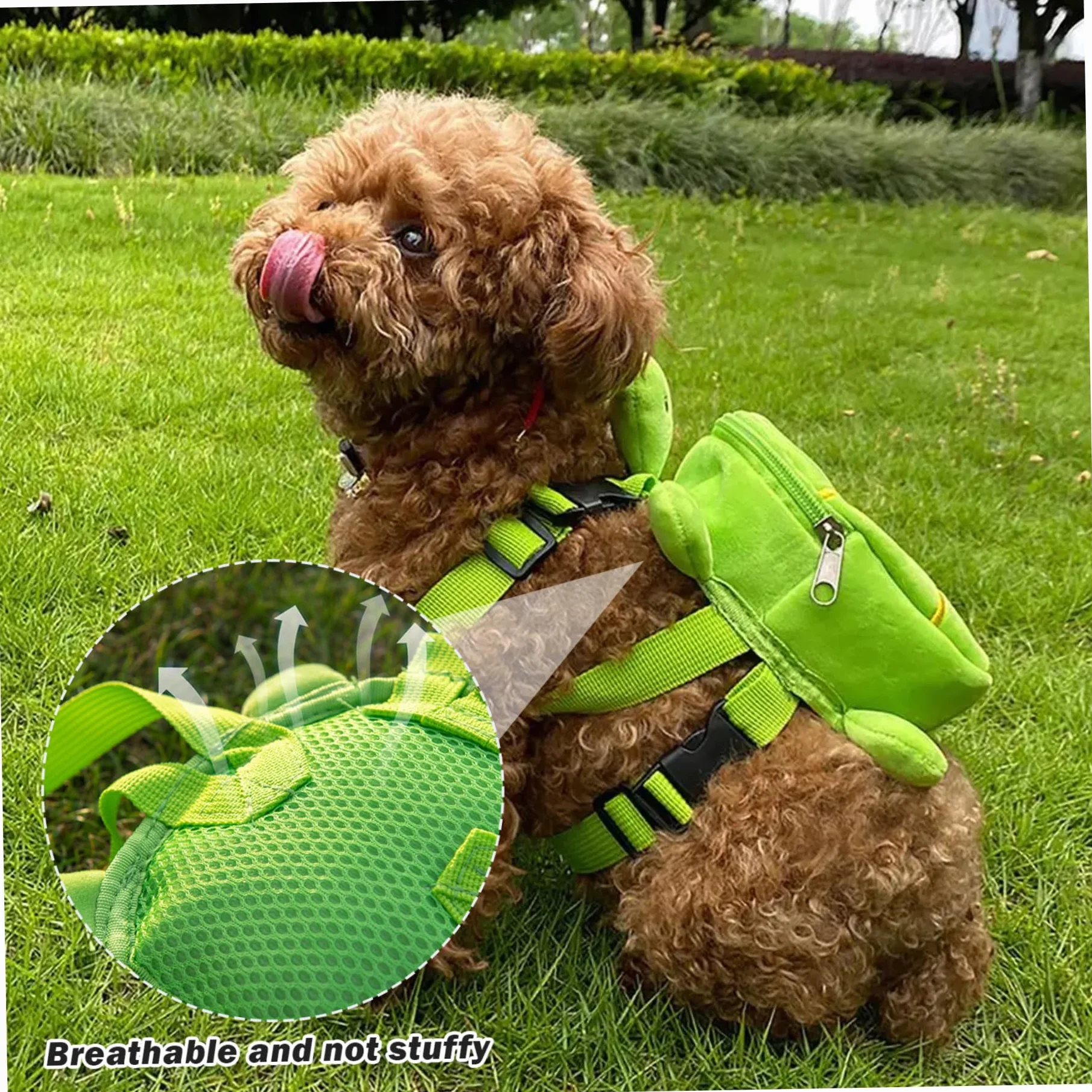 Zaino per i Cani da Indossare, 7x7,9 Pollici Simpatico Cablaggio di Tartaruga per Cane, Imbracatura per Cani Regolabile con Zaino, Cablaggio dello Zaino per Cani per Piccoli Cani Medi