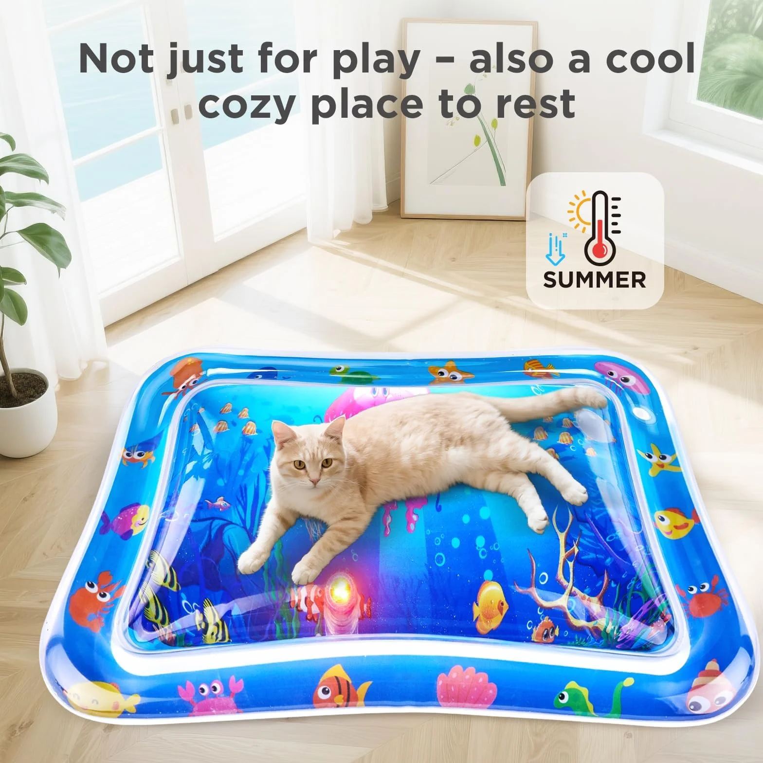 Tappetino da Gioco per Gatti, LED Tappetino Sensoriale ad Acqua per Gatti Interattivo Tappeto Sensoriale Gatto Ispessito, Water Sensor Play Mat Cat
