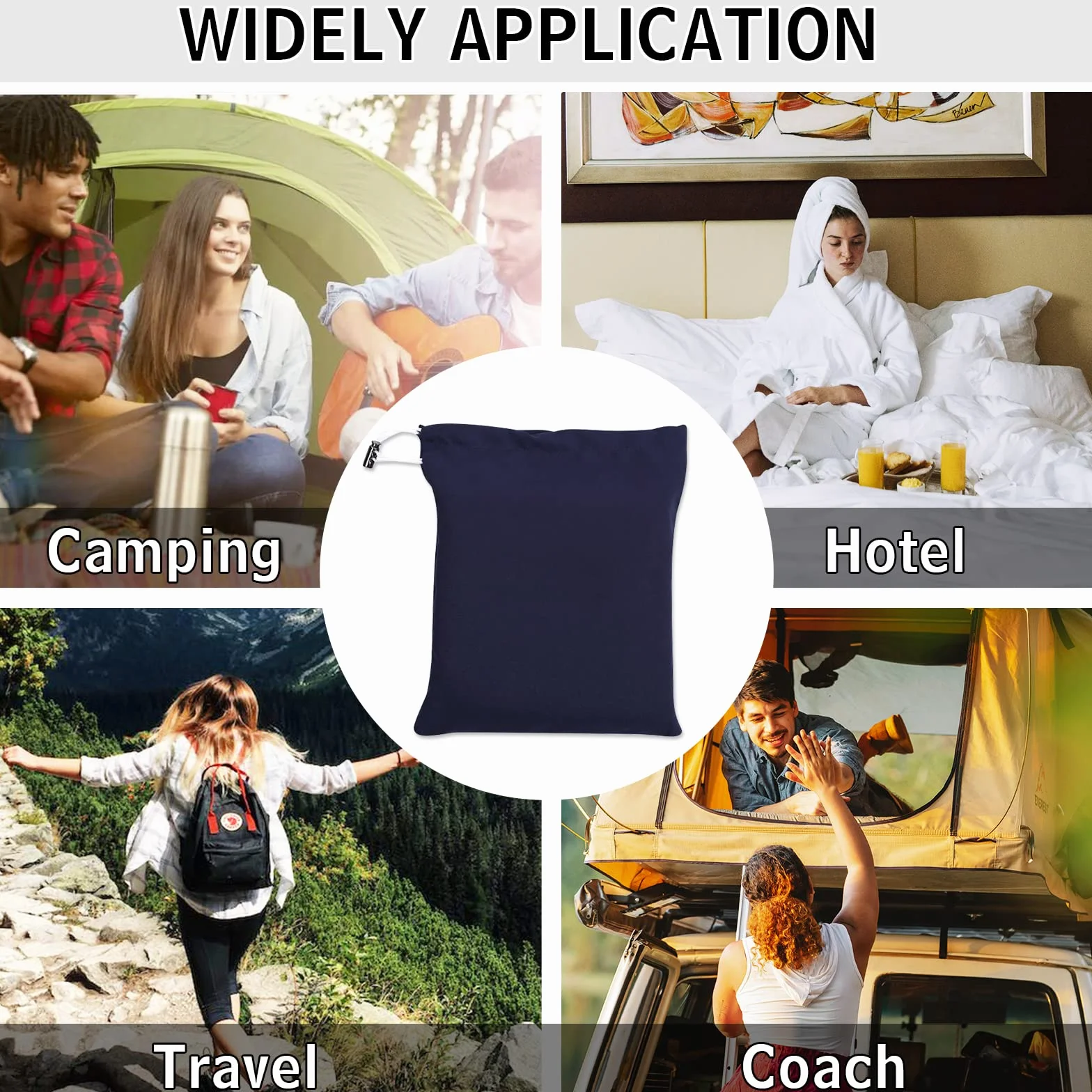 NiCoLa Sleeping Bag Liner 210 x 115 cm Lightweight Travel Sheet with Zipper & Pillow Slot for Camping