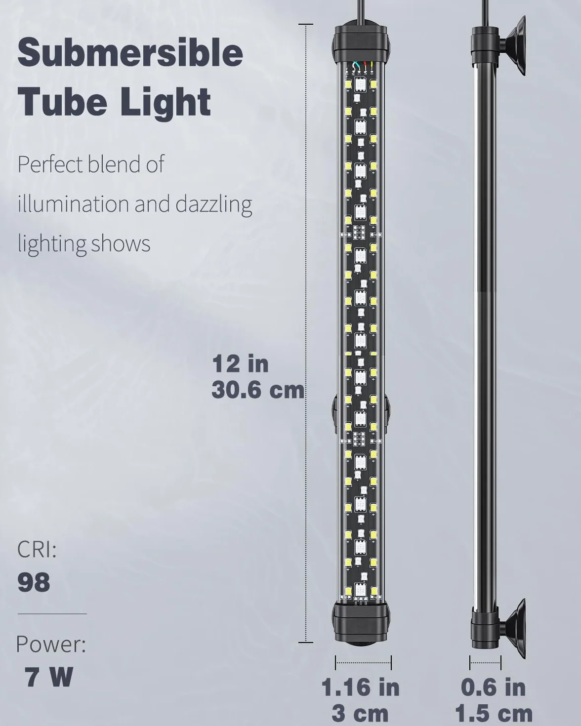 Pawfly 30cm LED Acquario Luce per vasca per pesci 24/7 con spettro completo di luci brillanti bianche blu rosse verdi LED multicolore con modalità D/N Effetti monocolore Timer e luminosità regolabile