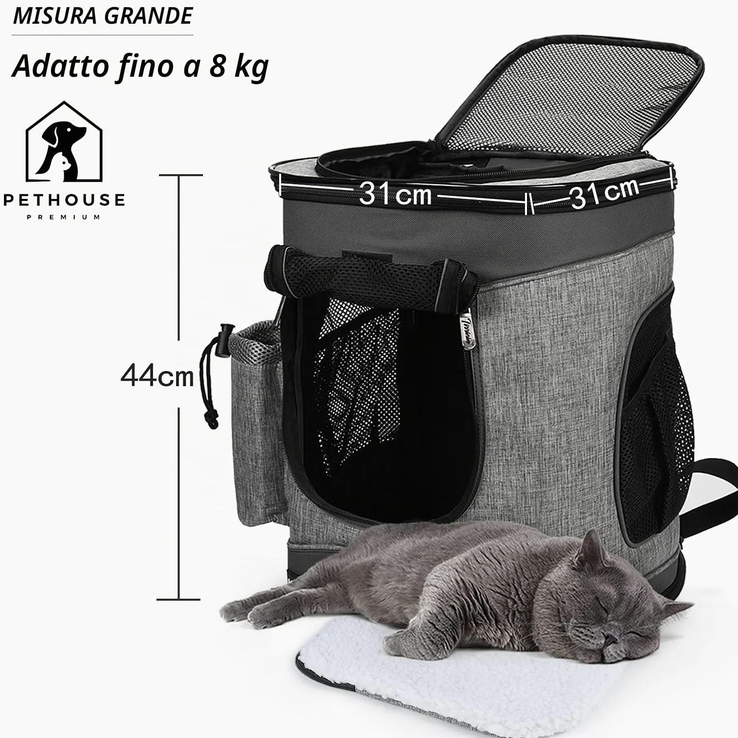 Kato Tirrinia Pet Dog Carrier Zaino, Pet Carrier Bag con Rete per Cani Medi Gatti, 1.5lbs Cucciolo Zaino Carrier Borsone Portatile per All'aperto