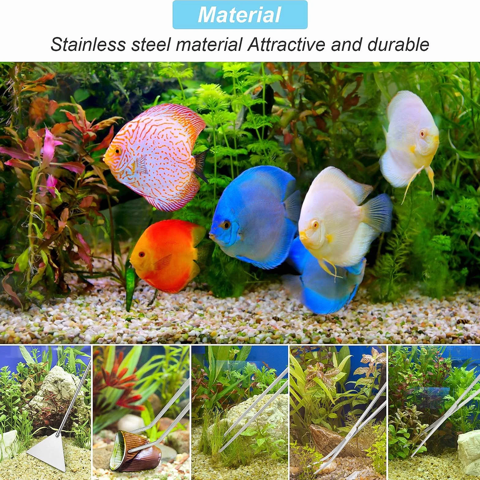 Czemo Serbatoio per Pesci d'acquario in Acciaio Inossidabile Forbici Pinze Spatola Aquascaping Attrezzi per Fish Tank Piante