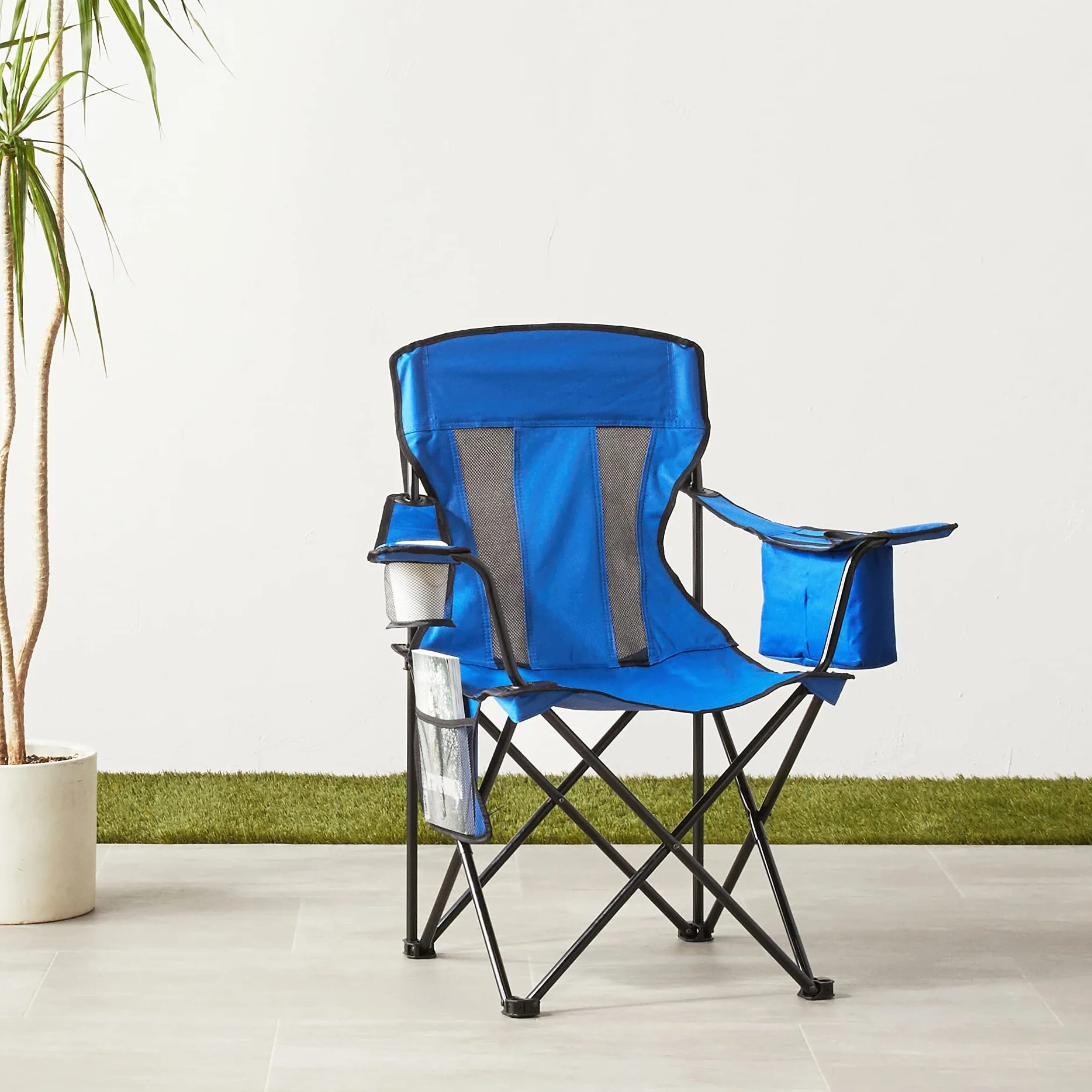 Amazon Basics Sedia da campeggio con tasca termica, Blu