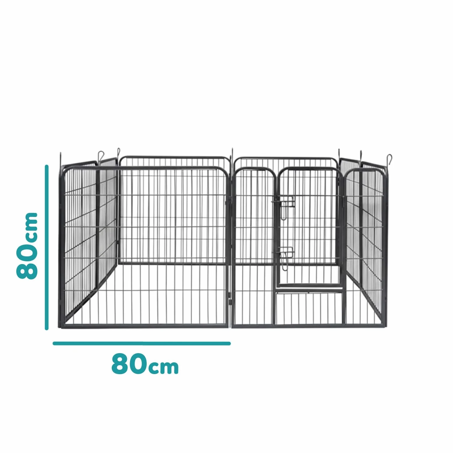 AQPET Recinto Modulare 80x80 cm per Cani, Gatti, Conigli e Roditori - 8 Pannelli Resistenti per Interno ed Esterno, Sicuro e Facile da Montare, Ideale per Casa e Giardino