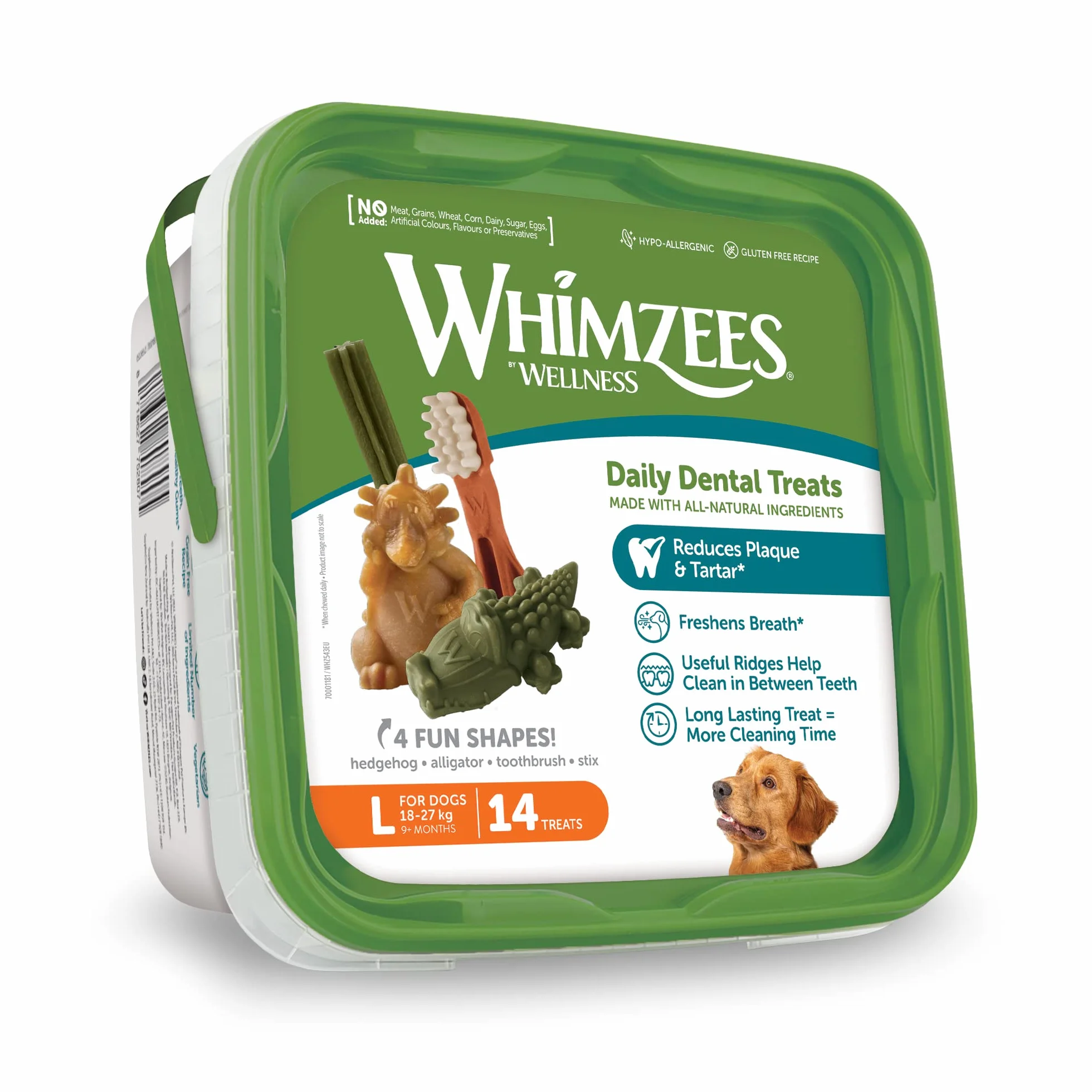 WHIMZEES Box Varietà L, 14 Pezzi – Taglia L, Snack per Cani di Taglia Grande, Naturali & Senza Cereali, Vegetariane, Senza Zuccheri Aggiunti