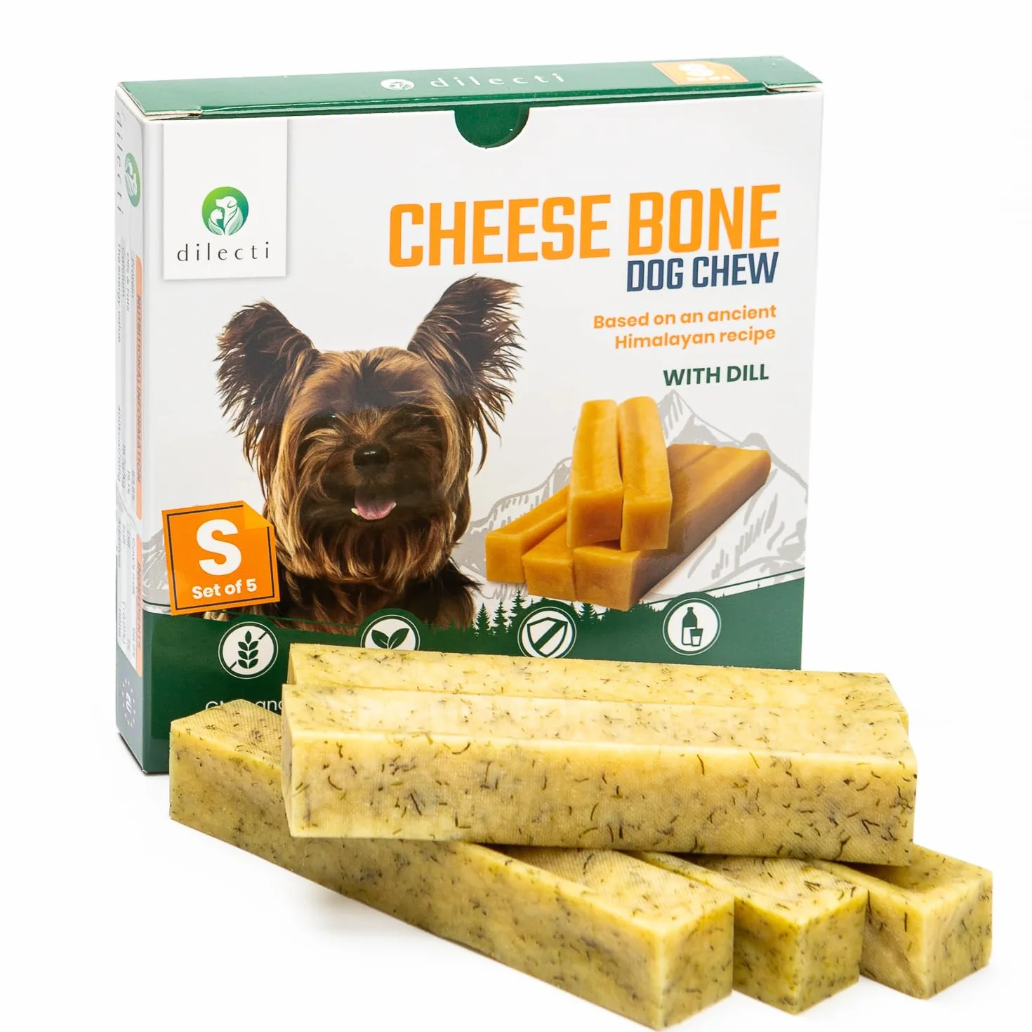 Ossi di Formaggio per Cani con Aneto – Snack e Masticativi Naturali per Igiene Dentale, Osso da Masticare, Giochi Naturali - Taglia L Confezione da 3 (Taglia S Confezione da 5)
