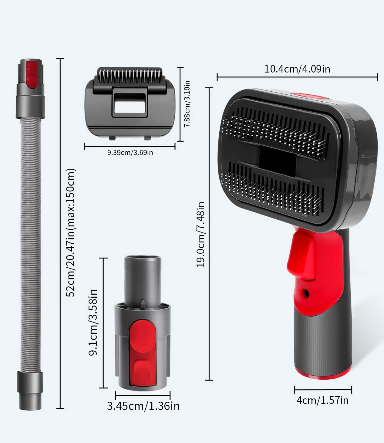 Spazzola per Cani,Peli Cane Gatto Compatibile per DysonV15 V11 V10 V8 V7,Spazzola Aspira Peli Animali Domestici con Adattatore Convertitore,1Tubo di prolunga, 2 Spazzolini,Pet Grooming Kit Ricambi